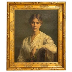 Original Oil on Canvas Portrait of Ellen Emilie Henius, Signed by K Larsen