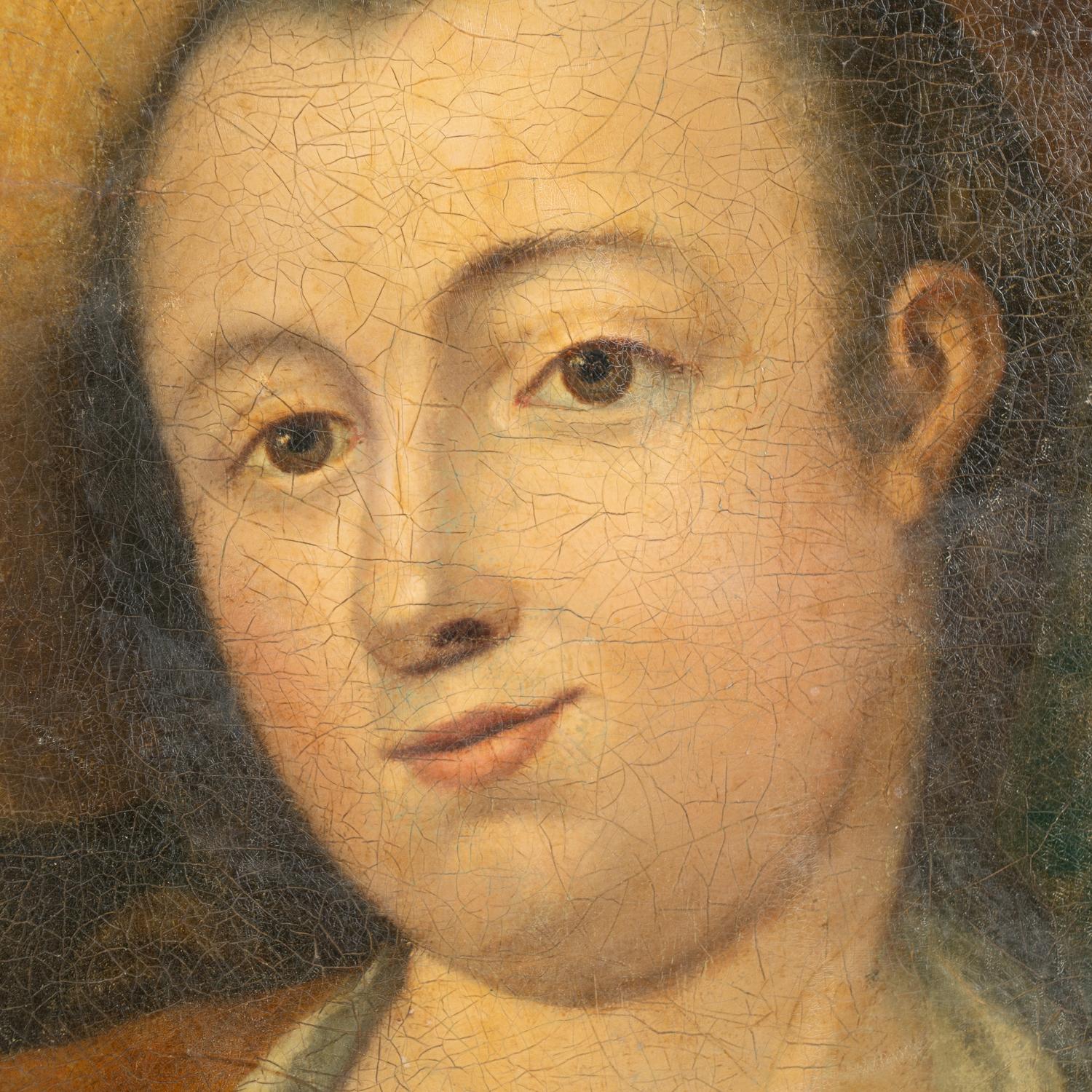Original Öl auf Leinwand Porträt einer Dame mit Reitgerte, Schweden um 1700er Jahre im Angebot 3