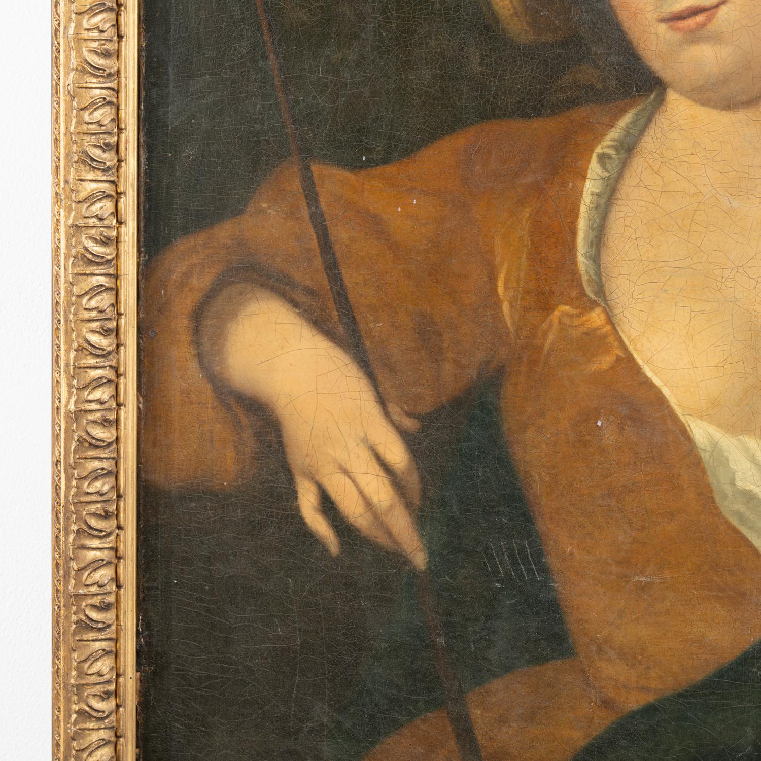 Original Oil on Canvas Portrait of Lady With Riding Crop, Sweden circa 1700's For Sale 4