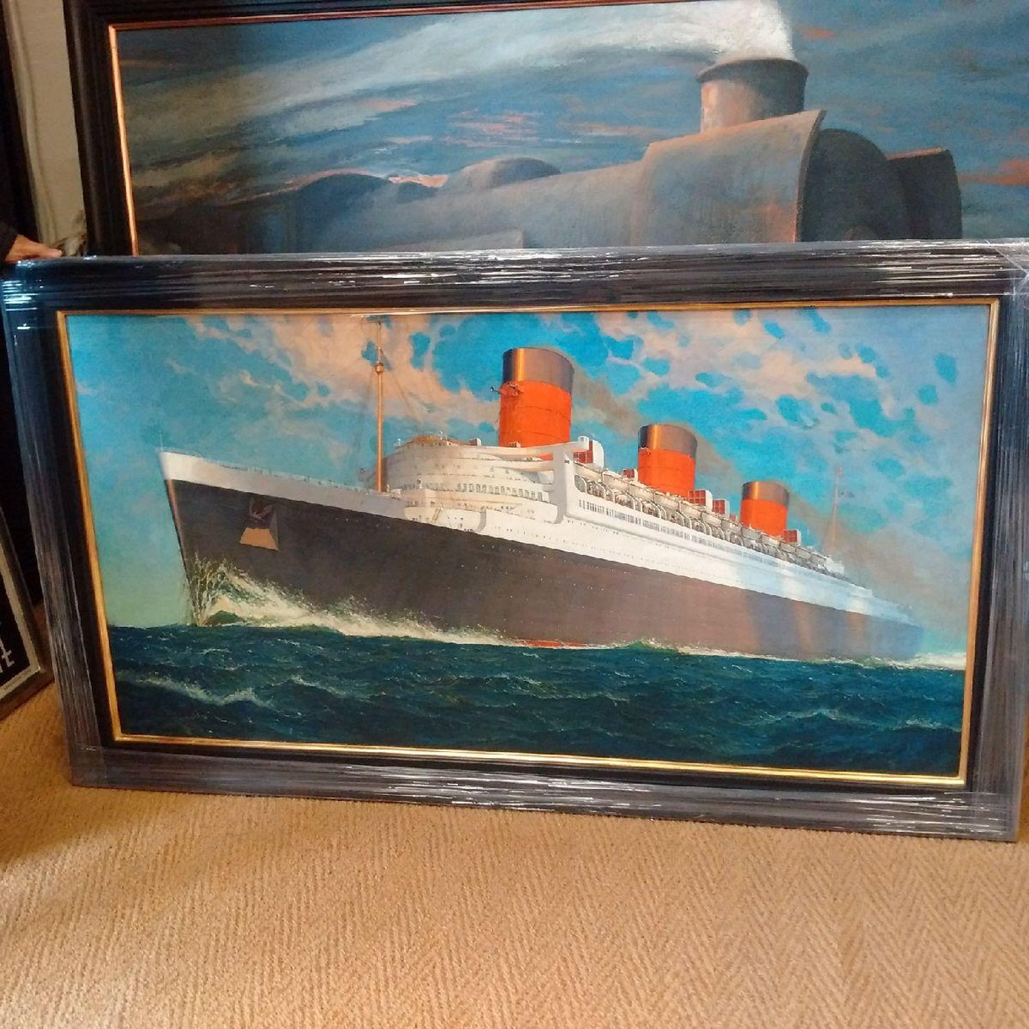 Original Oil On Canvas R M S Queen Mary Cunard White Star