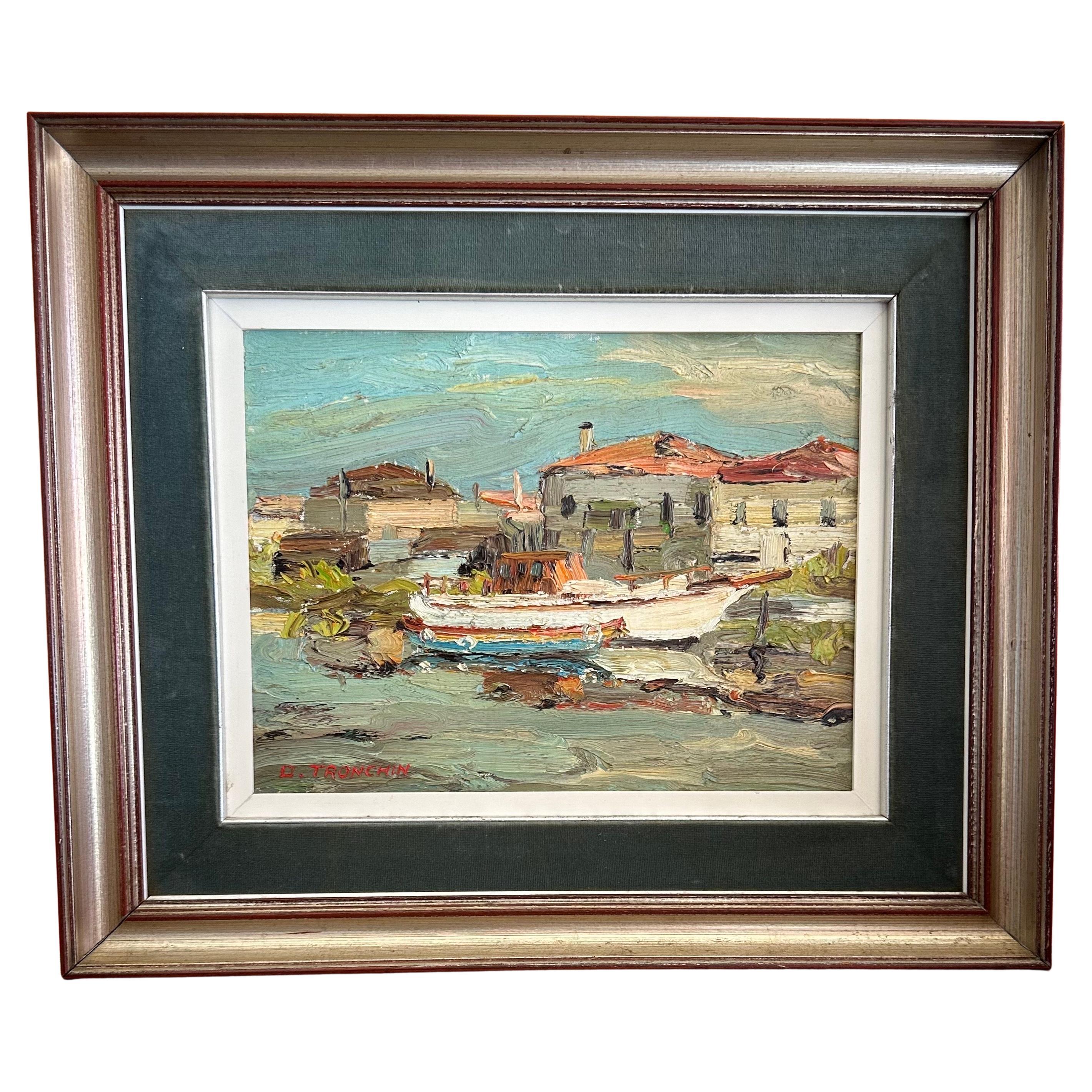 Paisaje marino original al óleo sobre lienzo del artista italiano Dino Tronchin en venta 5