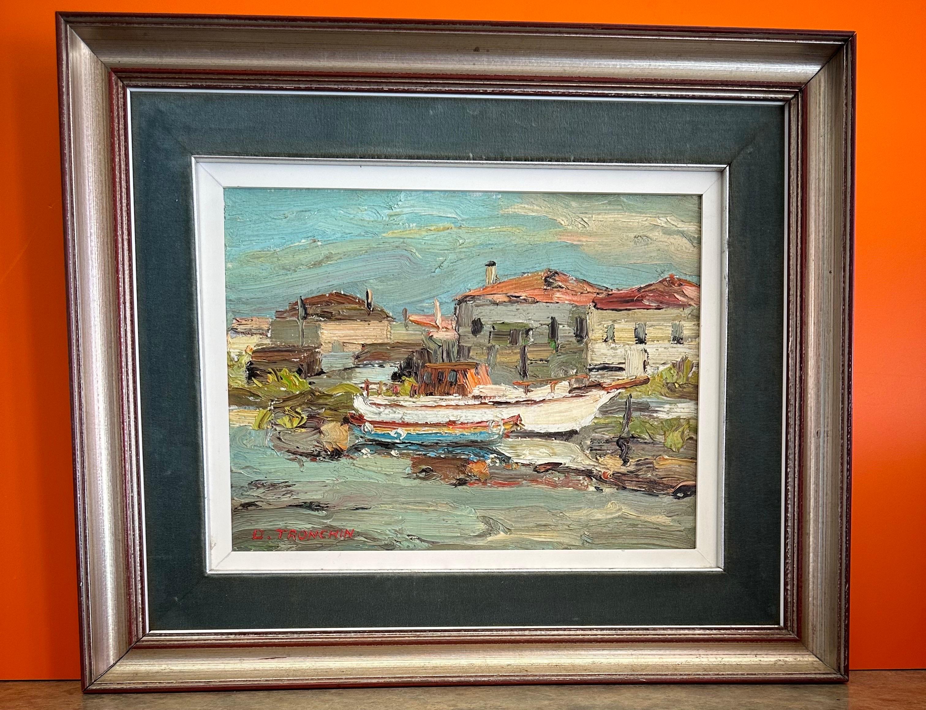 Paisaje marino original al óleo sobre lienzo del artista italiano Dino Tronchin en venta 2