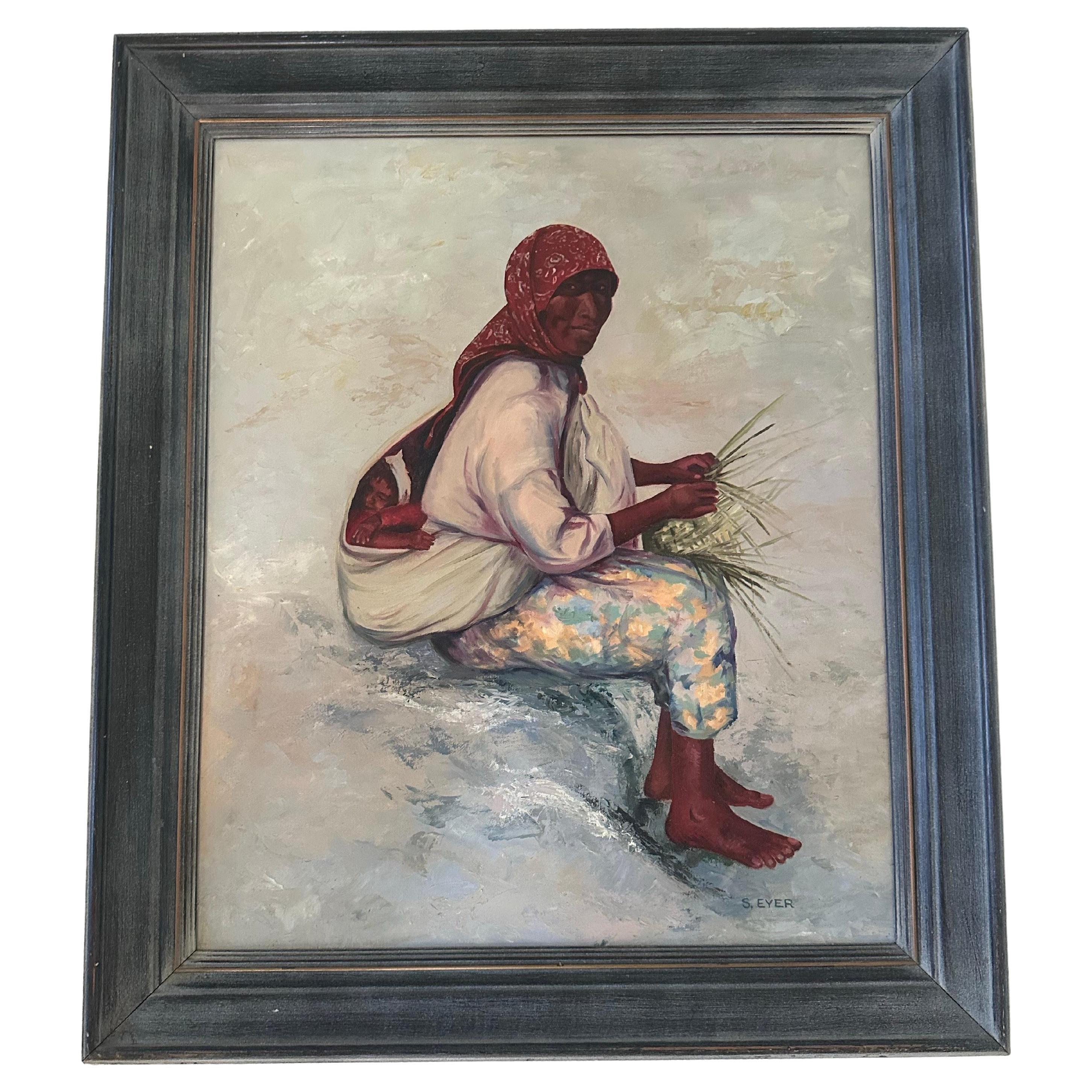 Original Oil on Canvas Southwest American Indian Portrait by Susan Eyer-Anderson (amerikanisch) im Angebot