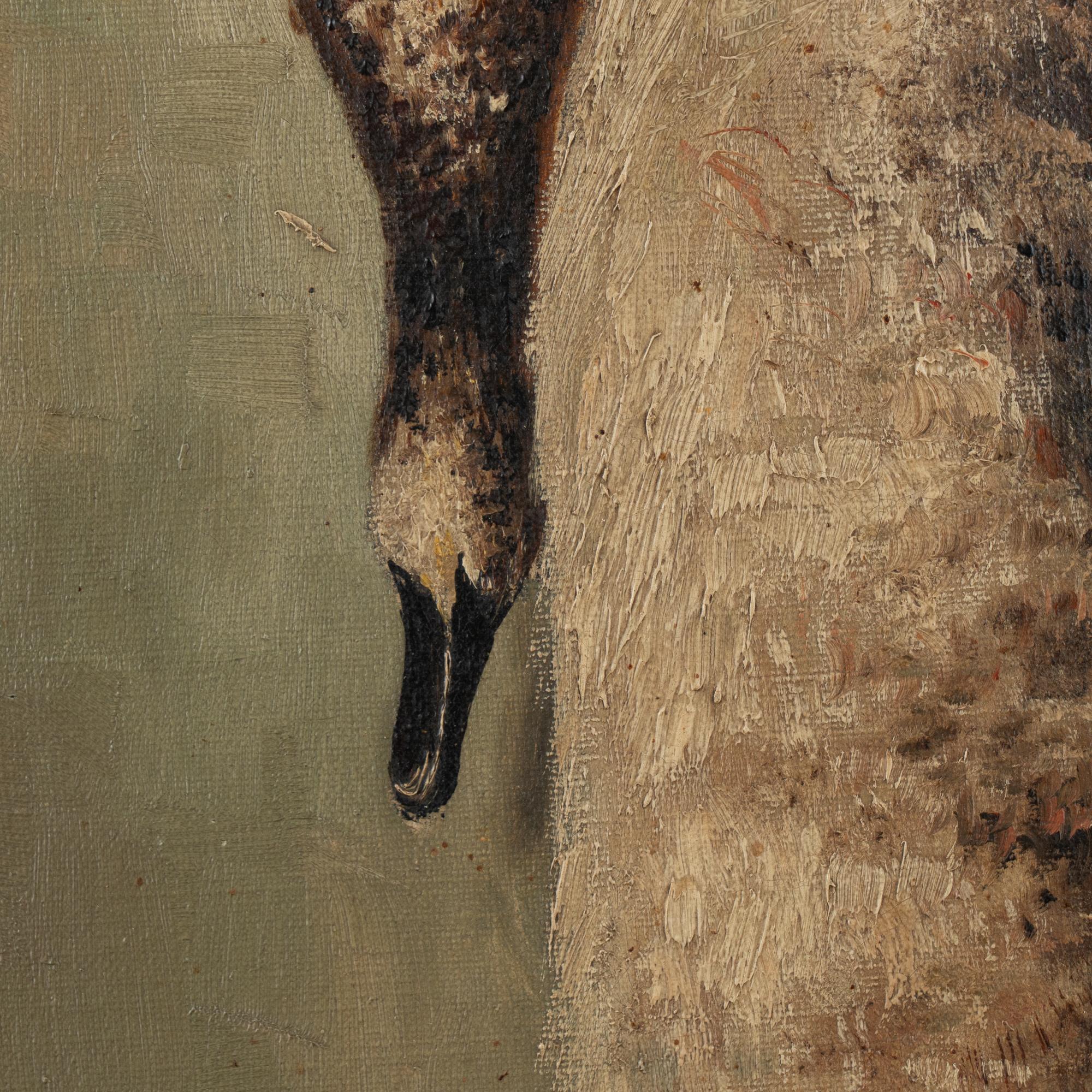 Óleo original sobre lienzo Bodegón de caza, firmado y fechado J Madsen 1913 en venta 4