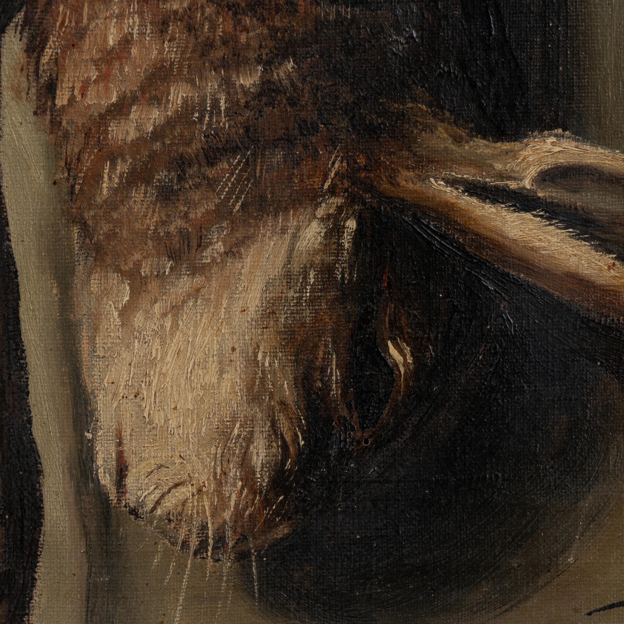 Óleo original sobre lienzo Bodegón de caza, firmado y fechado J Madsen 1913 en venta 5