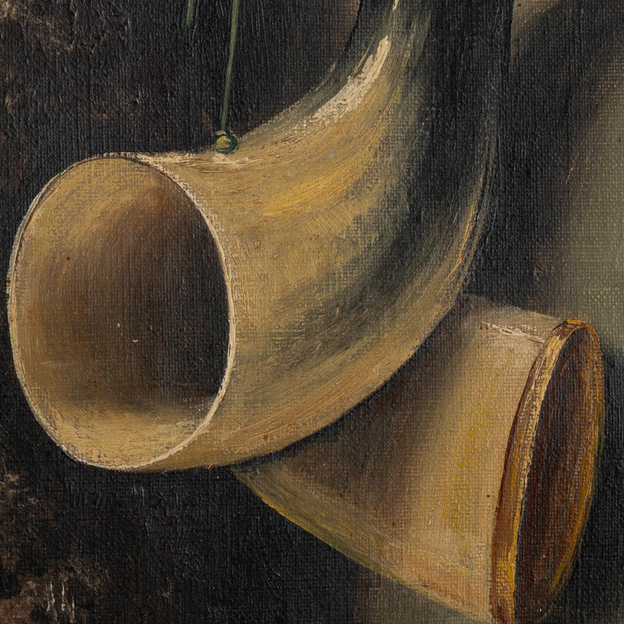 Óleo original sobre lienzo Bodegón de caza, firmado y fechado J Madsen 1913 en venta 3