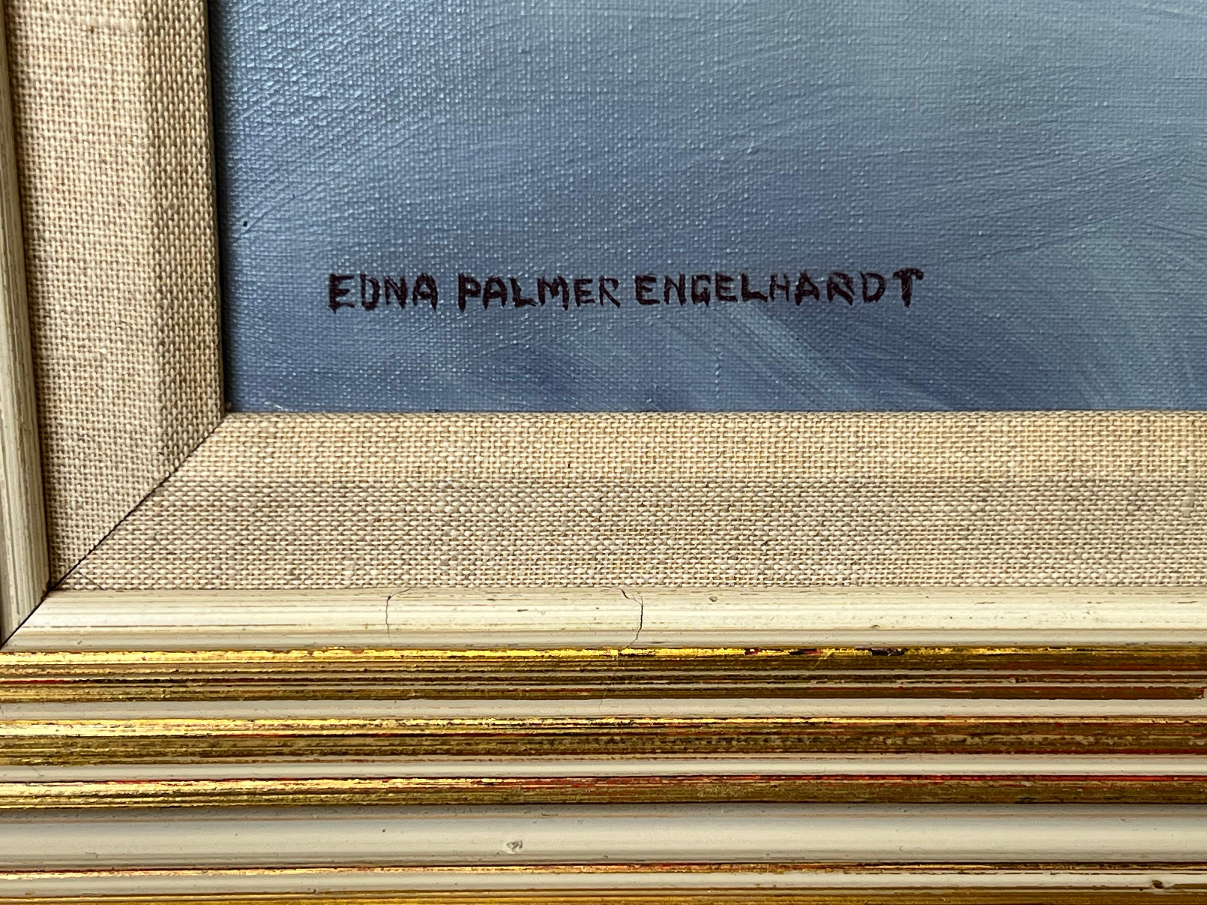 Original Öl auf Leinwand Winter's Sinking Sun von Edna Palmer Engelhardt 19. April (Handbemalt) im Angebot