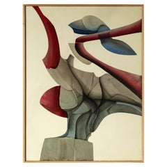 Original Oil on Panel Guy Dessauges Painting 1978 Swiss Artist, 2805/09