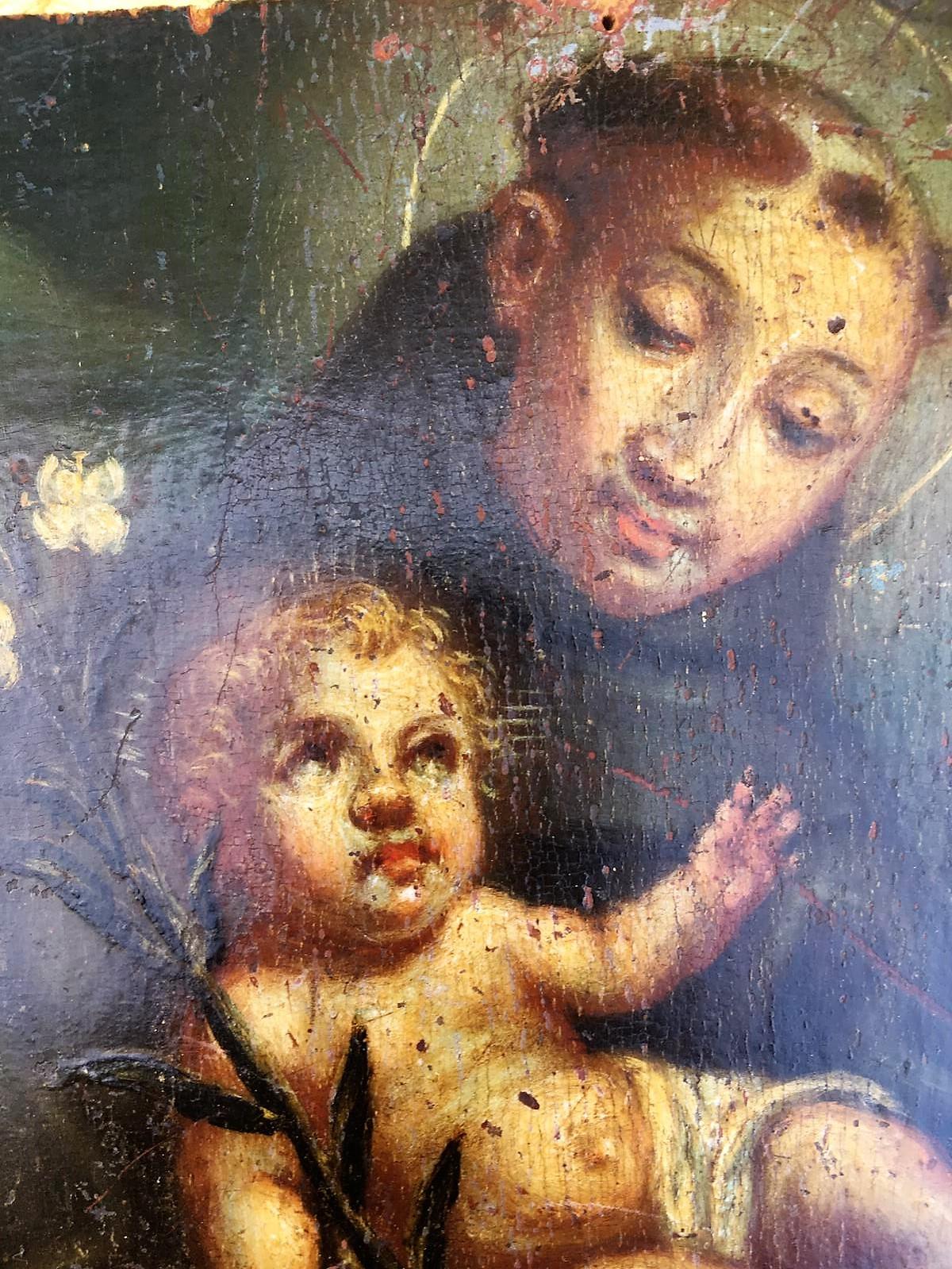 Original Öl auf Holzplatte des Heiligen Antonius von Padua  (Barock) im Angebot