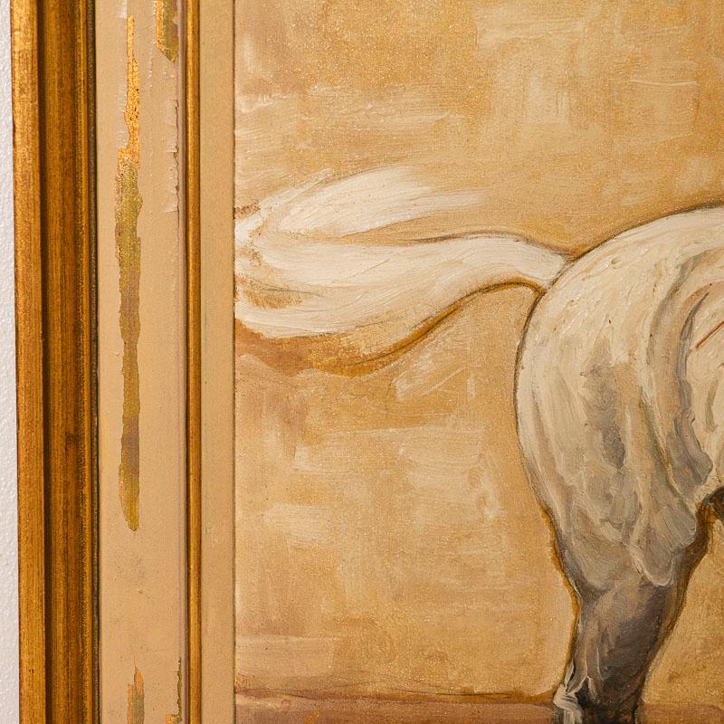 Original Oil on Panel Painting of Trainer on a White Race Horse, Signed John Sjo 3