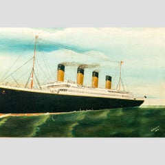 Original Oil Painting by D Beagles of the Titanic at Full Steam