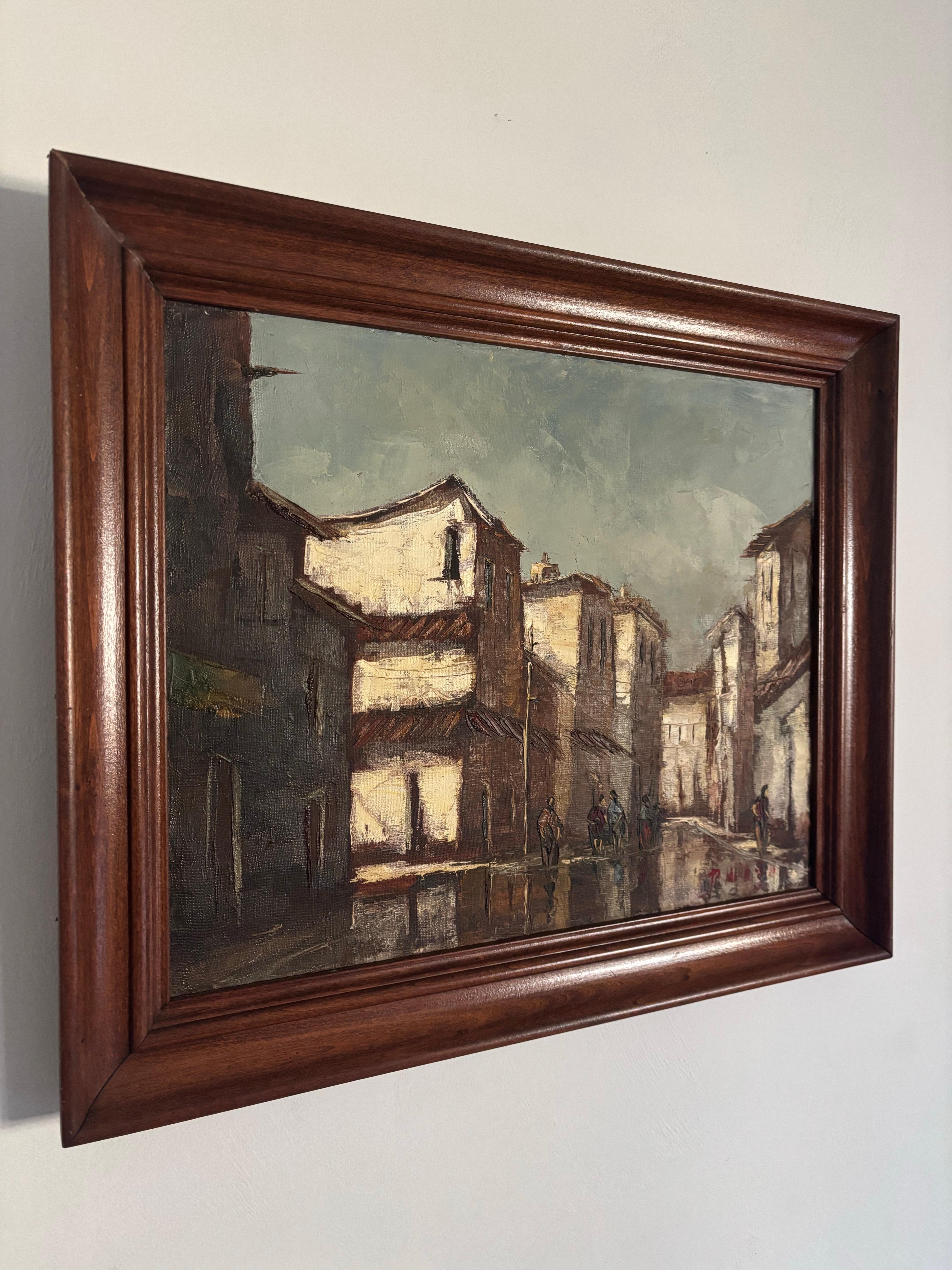 Rustic Original Oil Painting by José Alberto Mora, Venezuela, circa 1970s For Sale