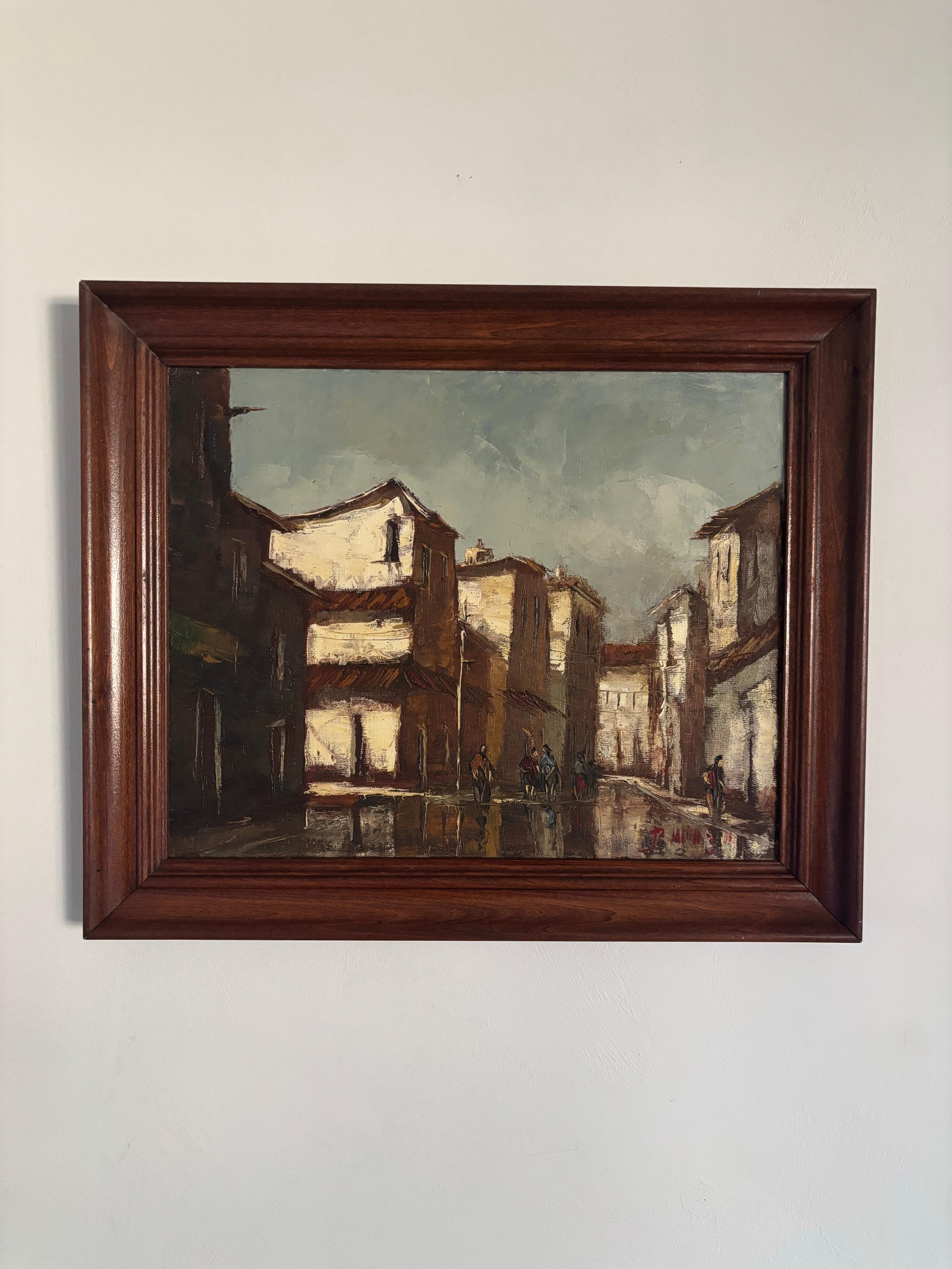 Original Oil Painting by José Alberto Mora, Venezuela, circa 1970s In Good Condition For Sale In Boynton Beach, FL
