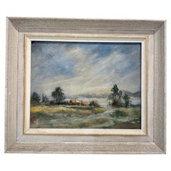 Retro Original Oil Painting "Farm in the Ferns"