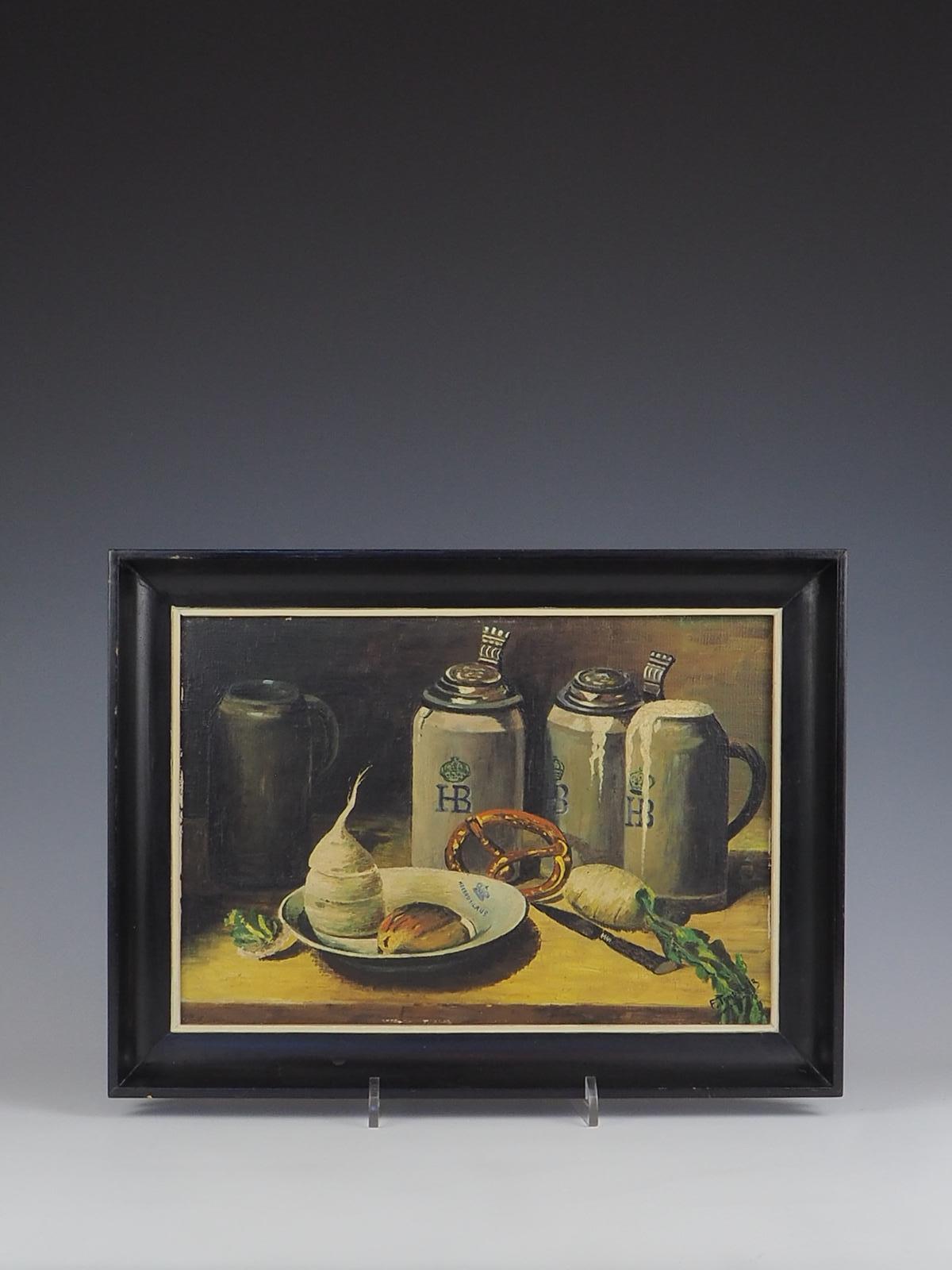 Original Oil Painting French Kitchen Still Life

Great moody setting, complete with black frame

Signed 