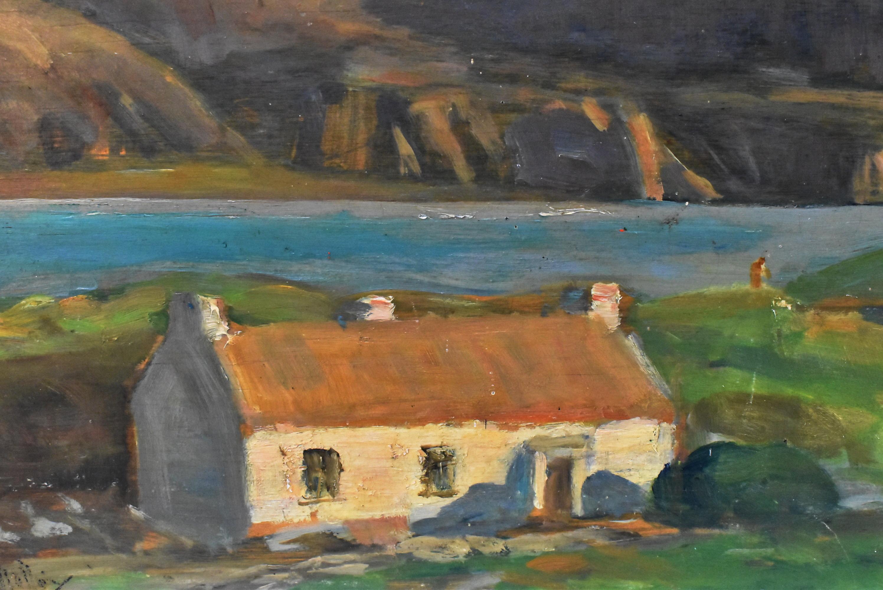 North American Original Oil Painting Landscape Seascape with House by Michael Power O' Malley