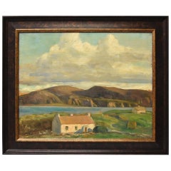 Original Oil Painting Landscape Seascape with House by Michael Power O' Malley