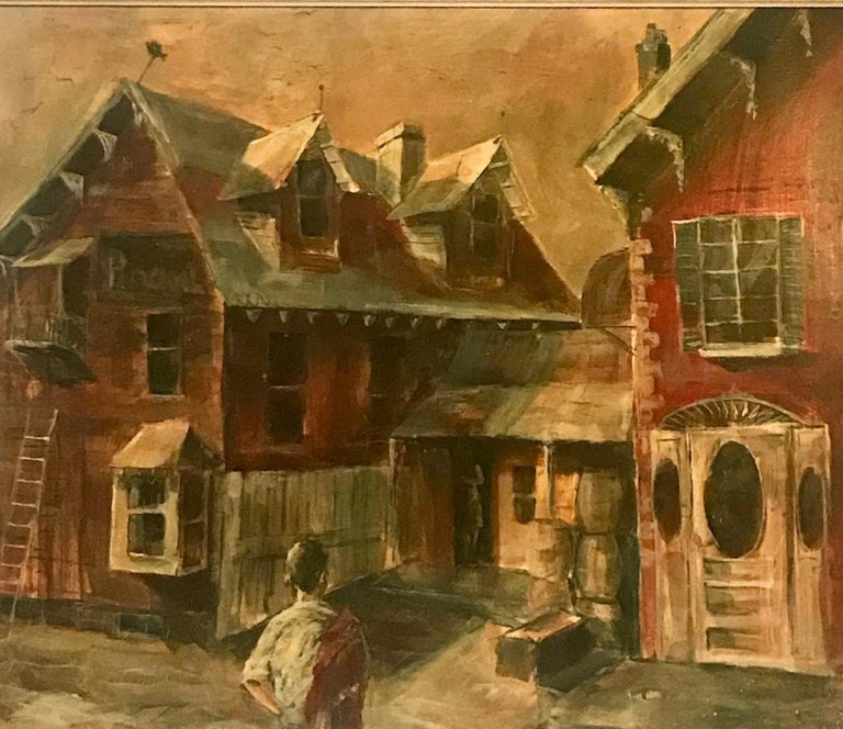 Original Oil Painting Location Of The 1957 Movie “Peyton Place” With Lana Turner For Sale At 1Stdibs