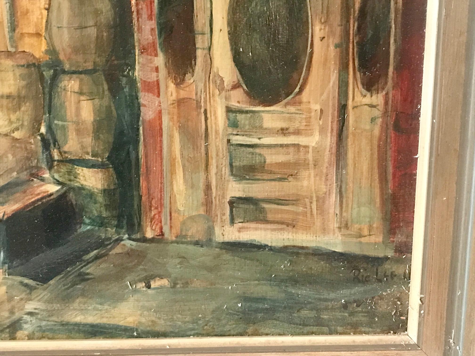 Hand-Painted Original Oil Painting Location of the 1957 Movie “Peyton Place” with Lana Turner For Sale