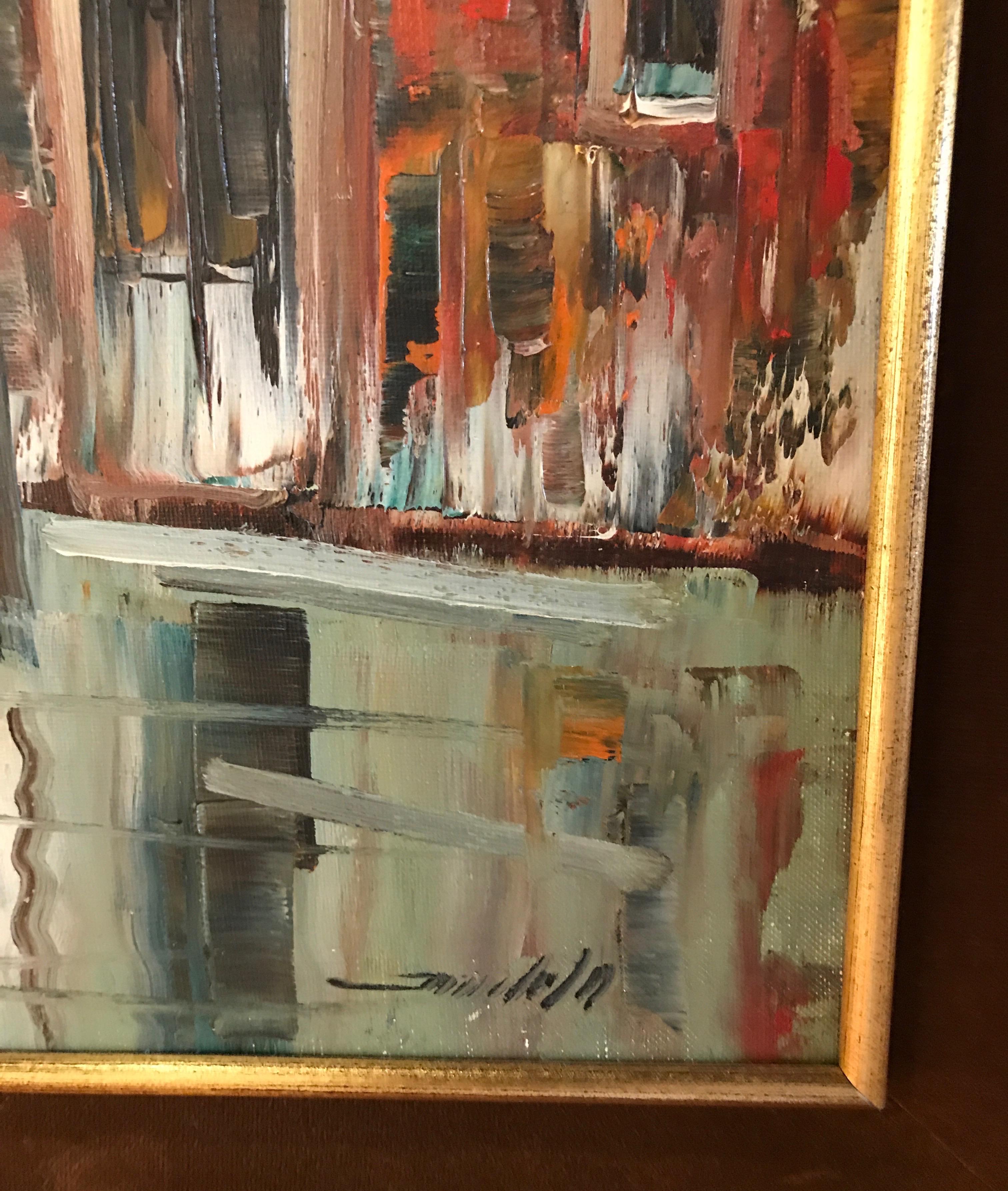 Italian Original Oil Painting of a Venetian Canal For Sale