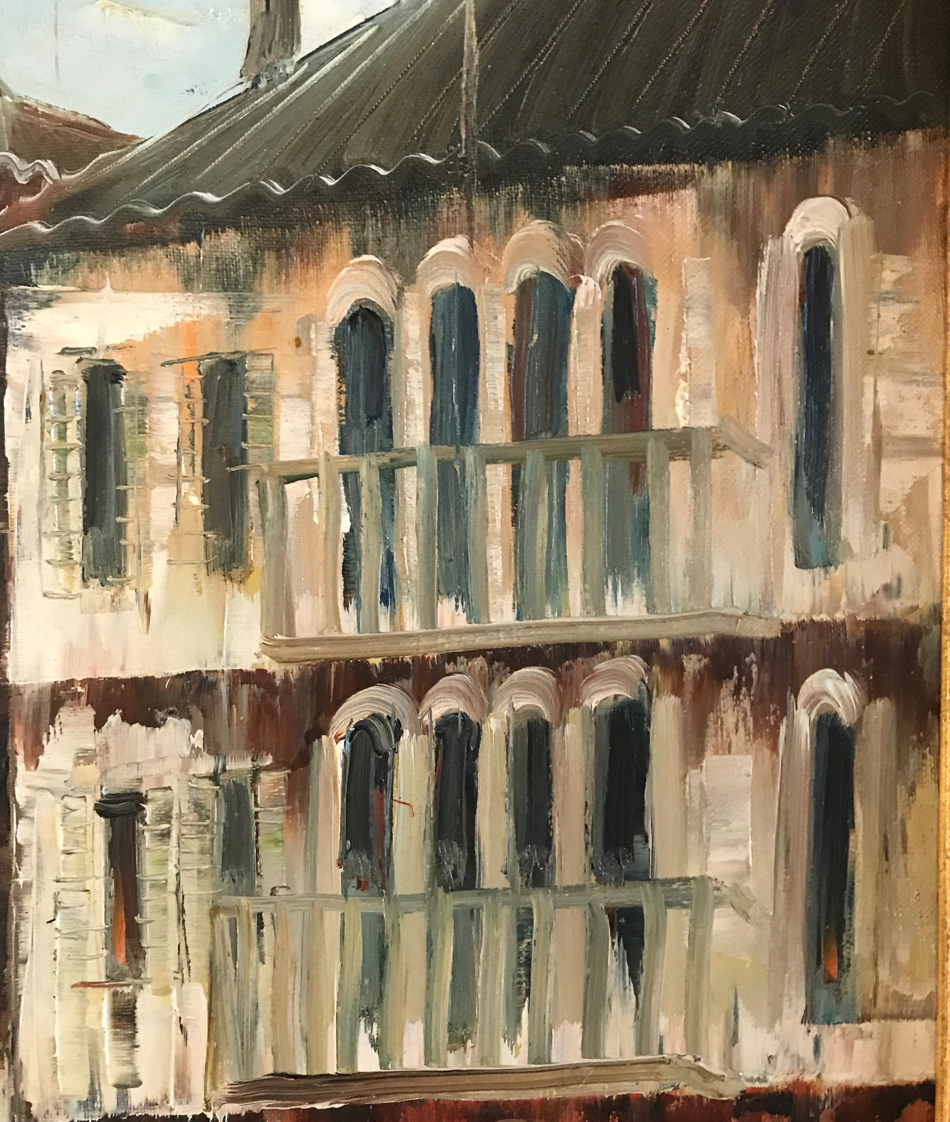 Original Oil Painting of a Venetian Canal In Good Condition For Sale In West Palm Beach, FL