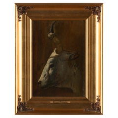 Peinture à l'huile originale d'un taureau par Ernst Meyer du Danemark vers 1850