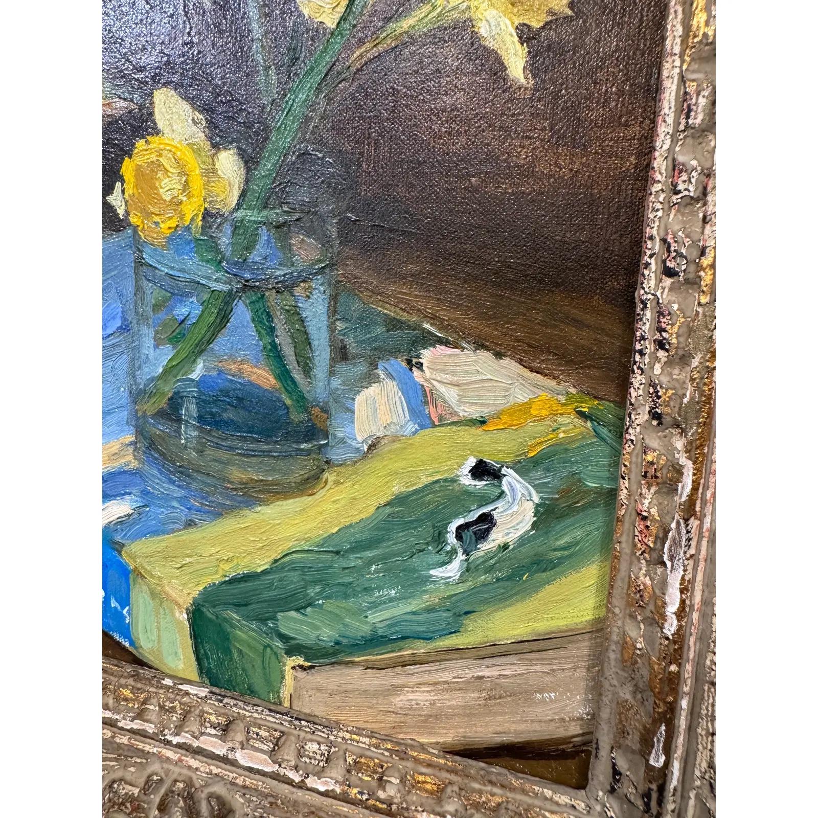 Pintura al Óleo Original de Narcisos y Libro en Excelente estado para la venta en Nashville, TN
