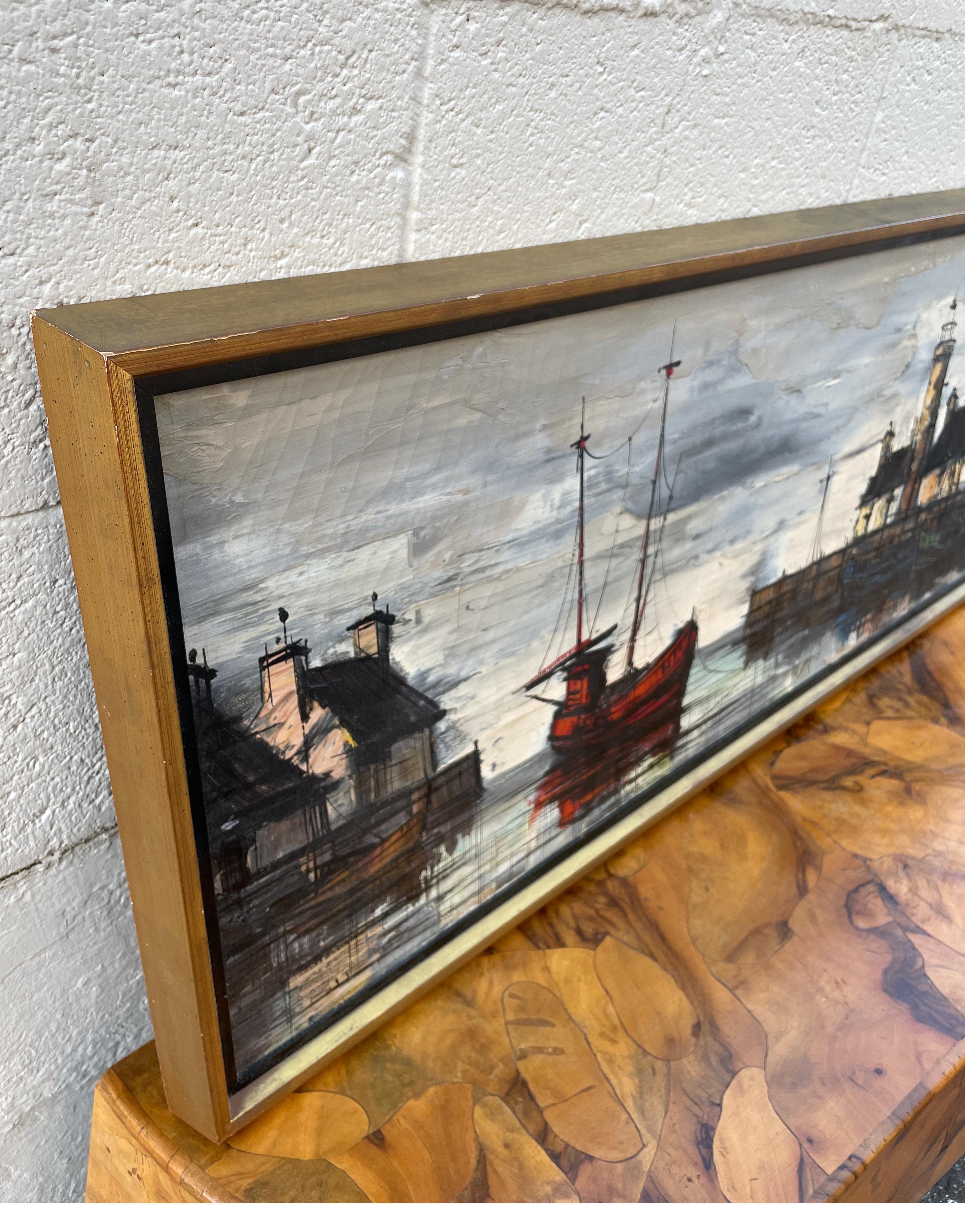 Original Oil Painting of Harbor Scene For Sale 2