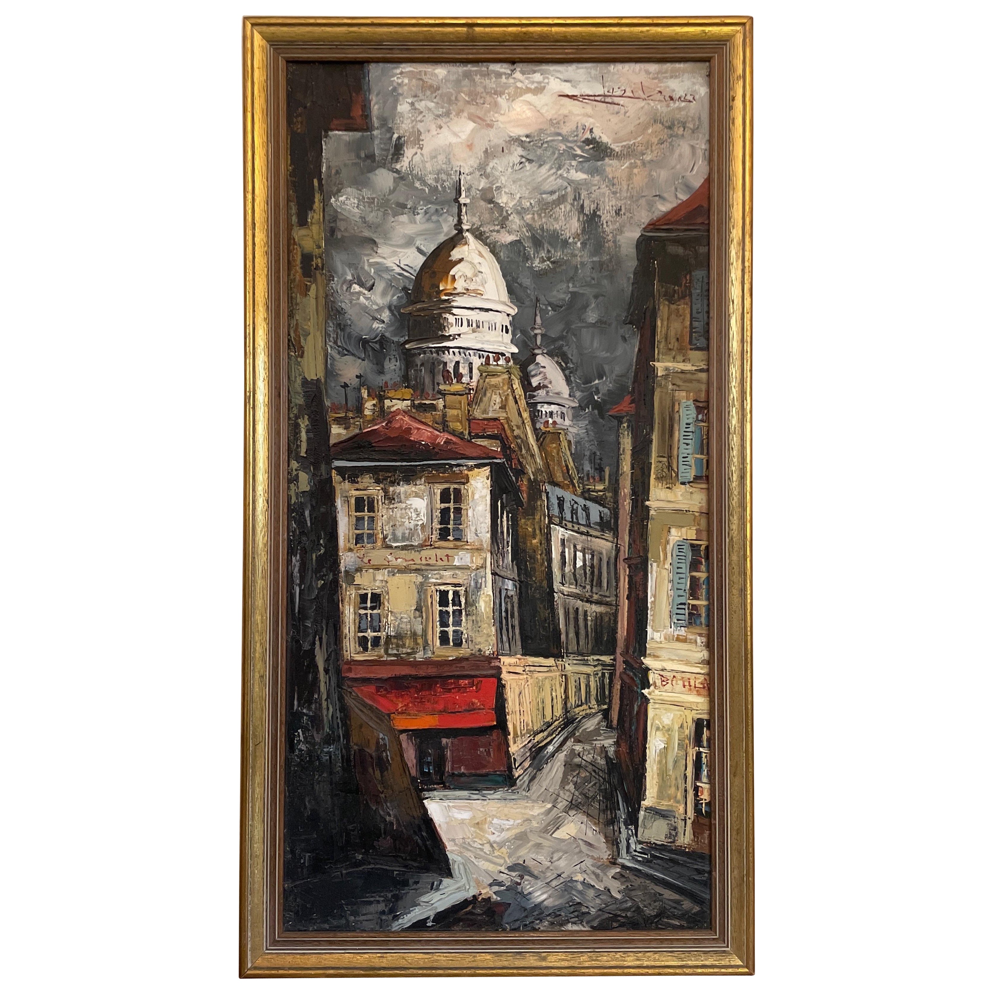 Original Ölgemälde von Pariser Straßenszene Signiert Darorocz im Angebot