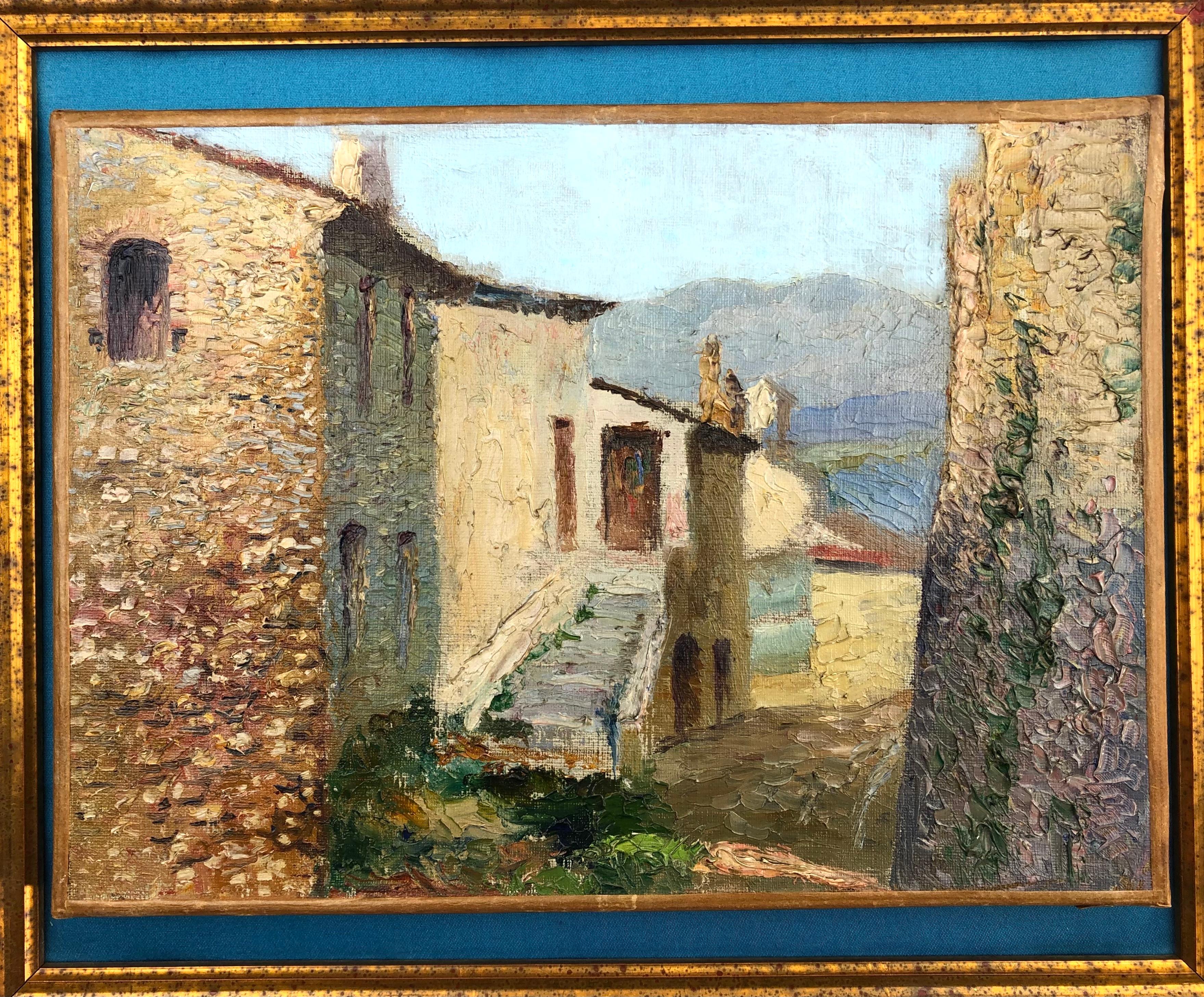 Artist/ School: French, 20th century, signed
Subject Côte d’Azur village of Cagnes.

Professionally framed.

