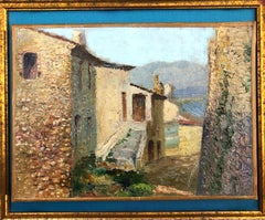 Original Oil Painting of the French Cote d'Azur Village Cagnes
