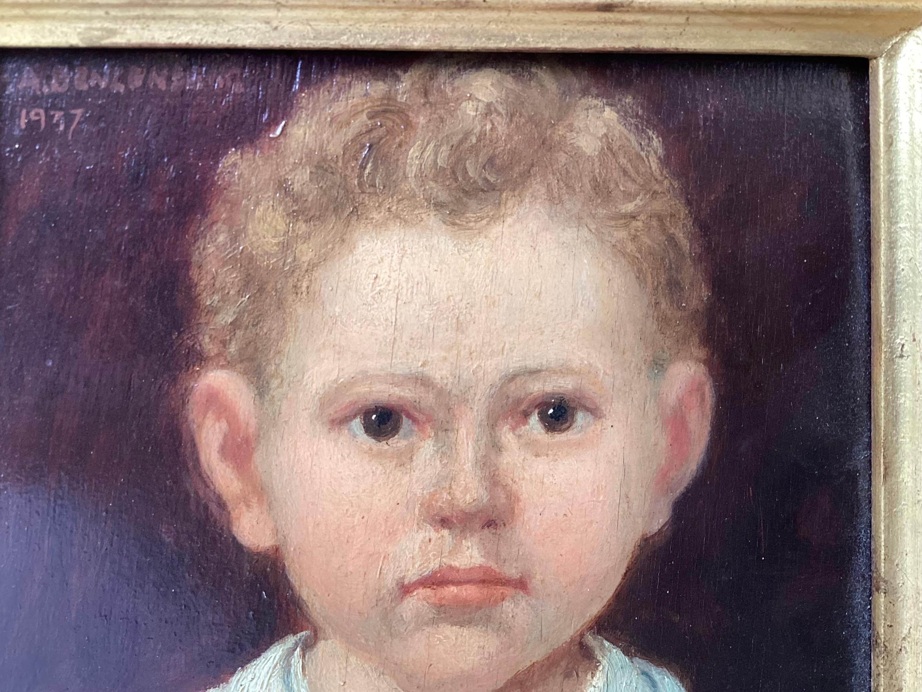 Hand-Painted Original Oil Painting on Board in Original Gilt Wood Frame
