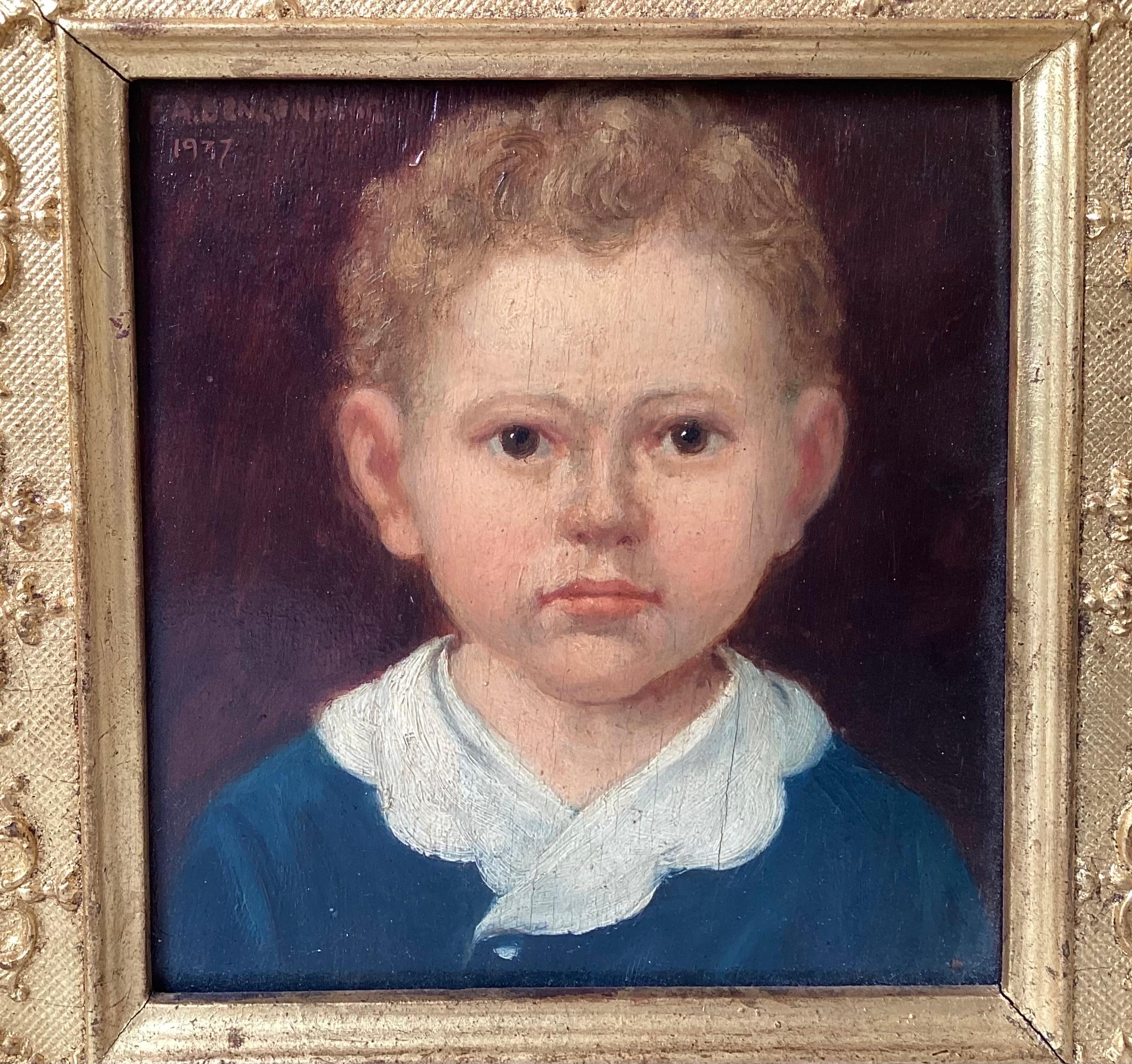 Hardwood Original Oil Painting on Board in Original Gilt Wood Frame