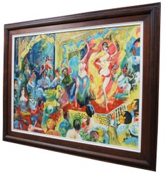 Original Oil Painting on Canvas Belly Dance Scene Expressionist Middle Eastern 3