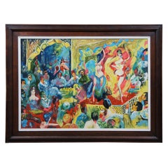 Vintage Original Oil Painting on Canvas Belly Dance Scene Expressionist Middle Eastern 3