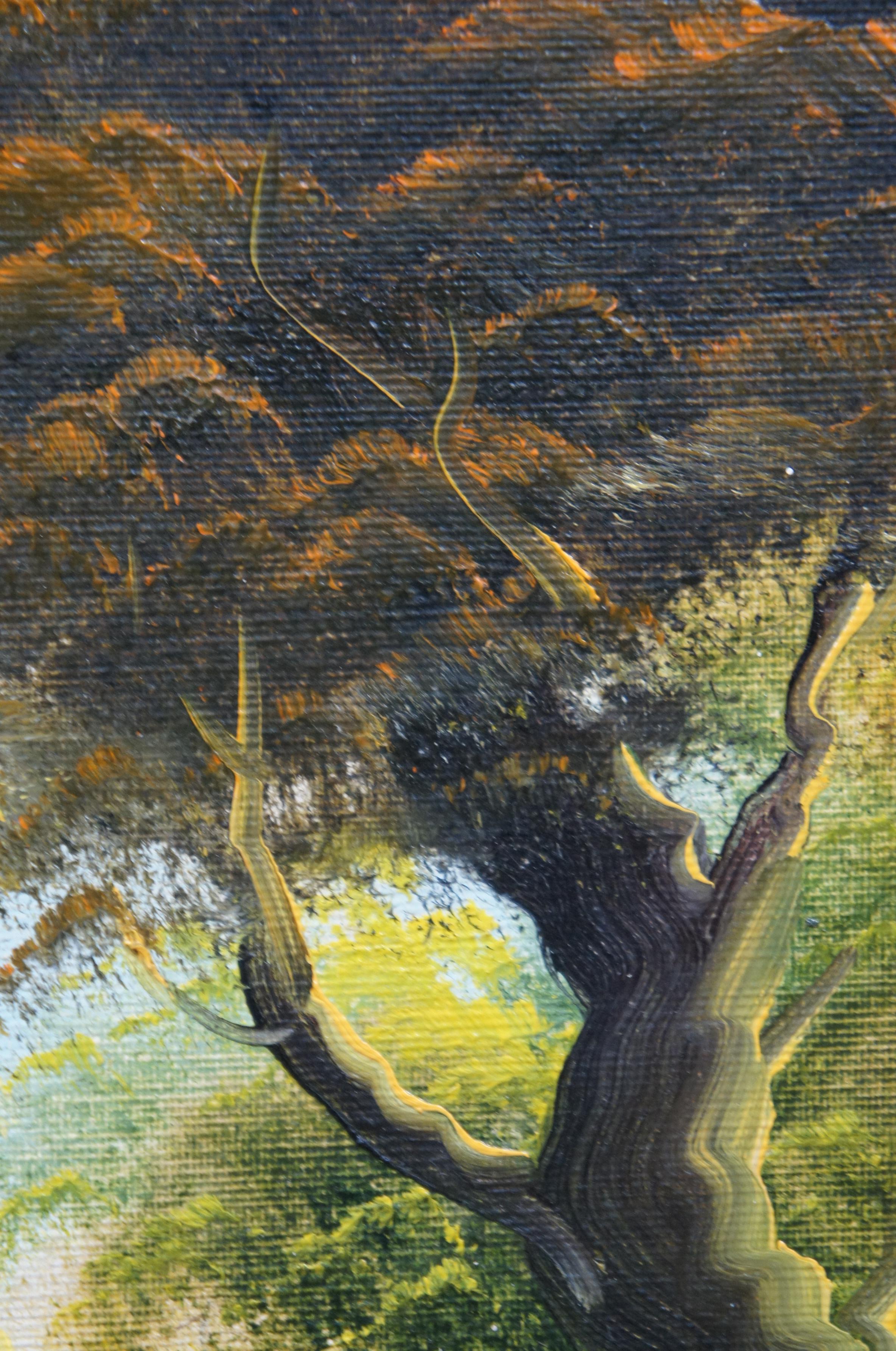 Peinture à l'huile originale sur toile de Campillo - Paysage de montagnes de la rivière Autumn 5