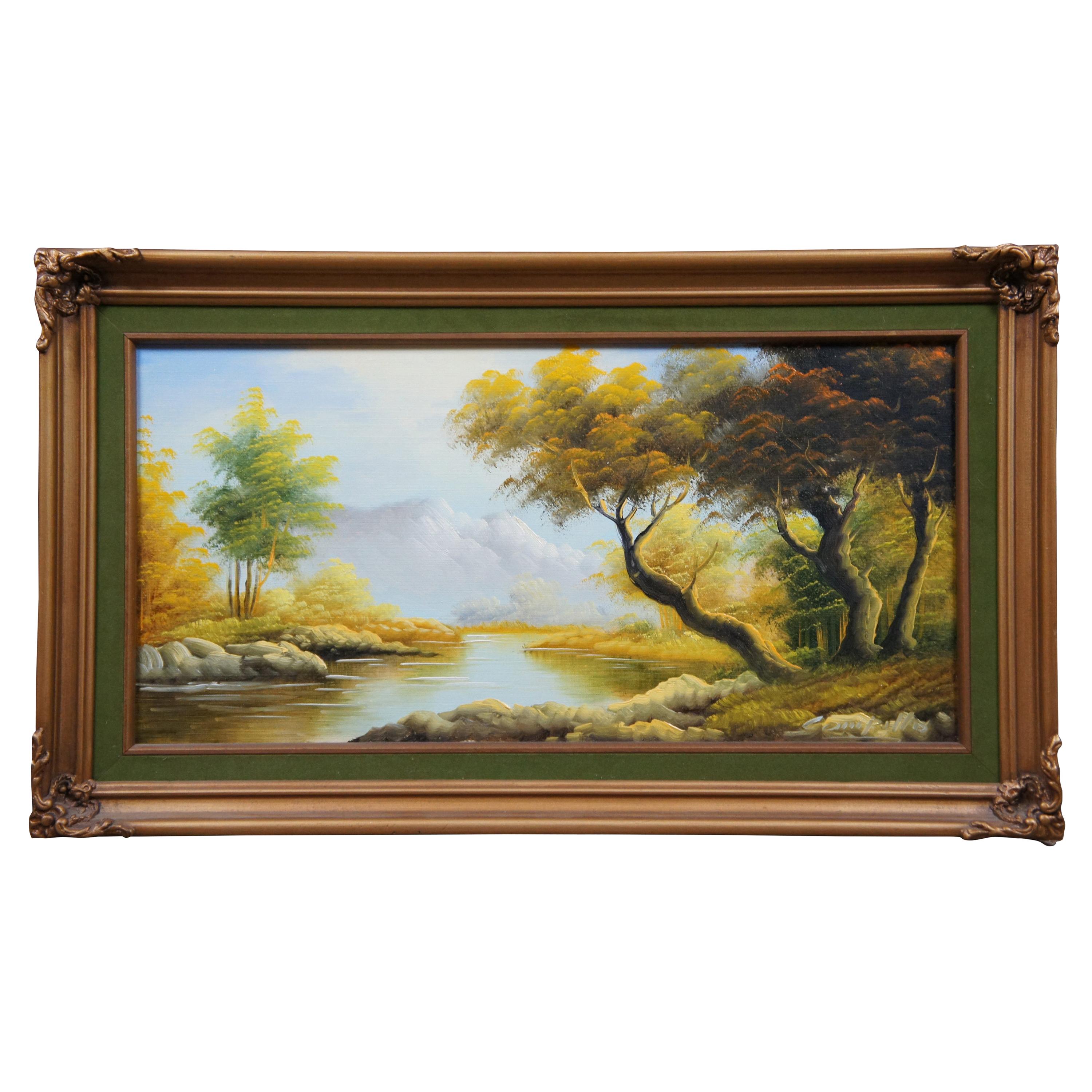 Oil Painting by B. Lambert / K. Kaufman Autumn Landscape with River For Sale at 1stDibs b