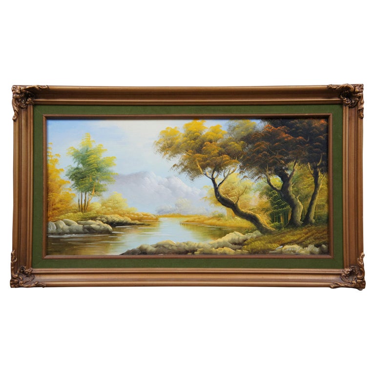 Original Oil Painting on Canvas by Campillo Autumn River Mountain ...