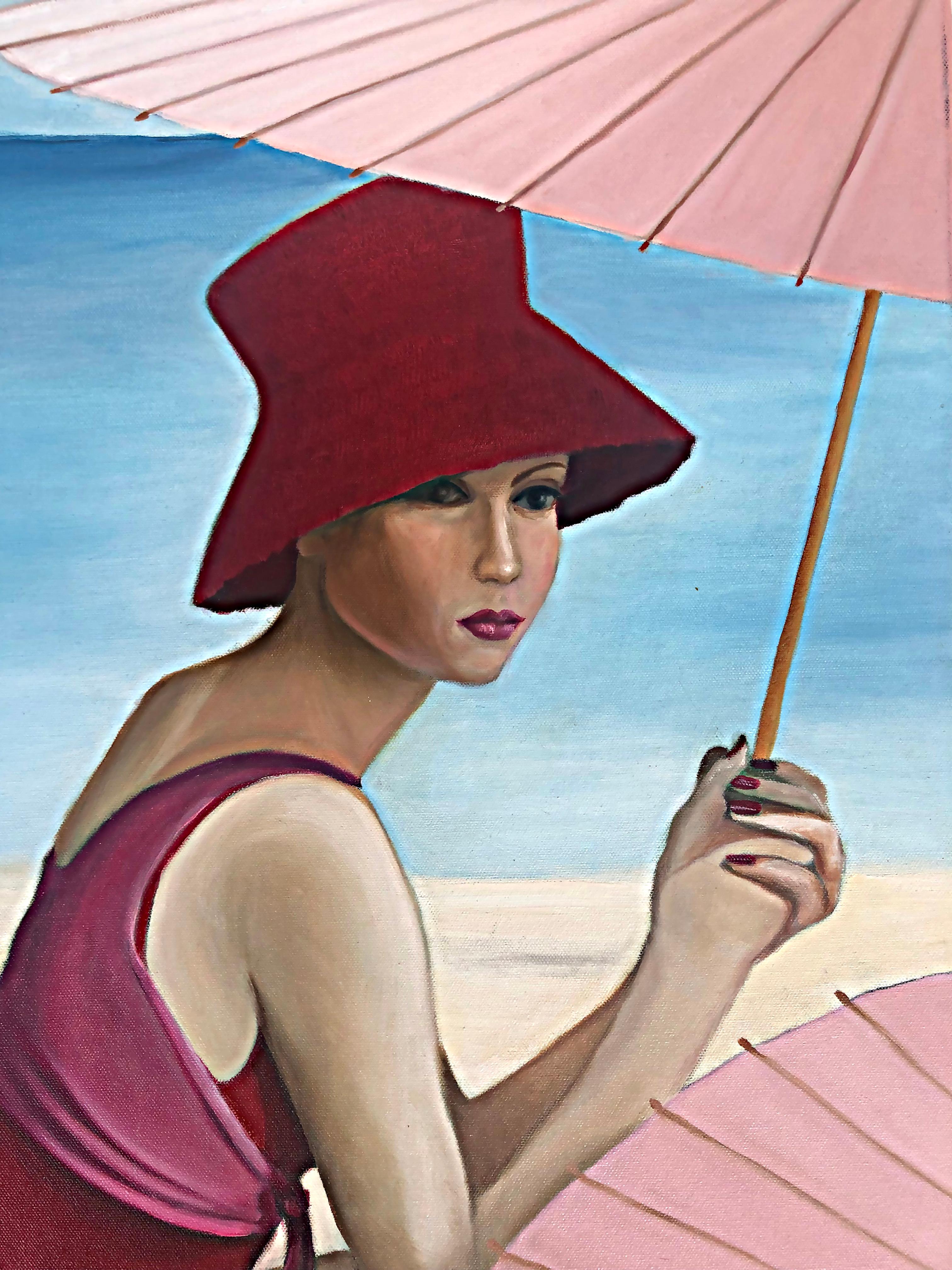 Peint à la main Peinture à l'huile originale sur toile « Vogue 1959 », Mary Stone, 2013