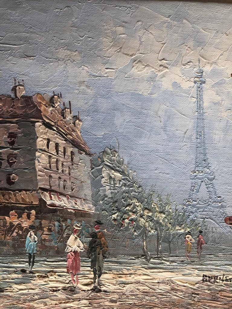 French Oil Painting Paris Eiffel Tower by Caroline Burnett, Signed For Sale