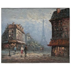 Oil Painting Paris France Cityscape by Caroline Burnett, Signed