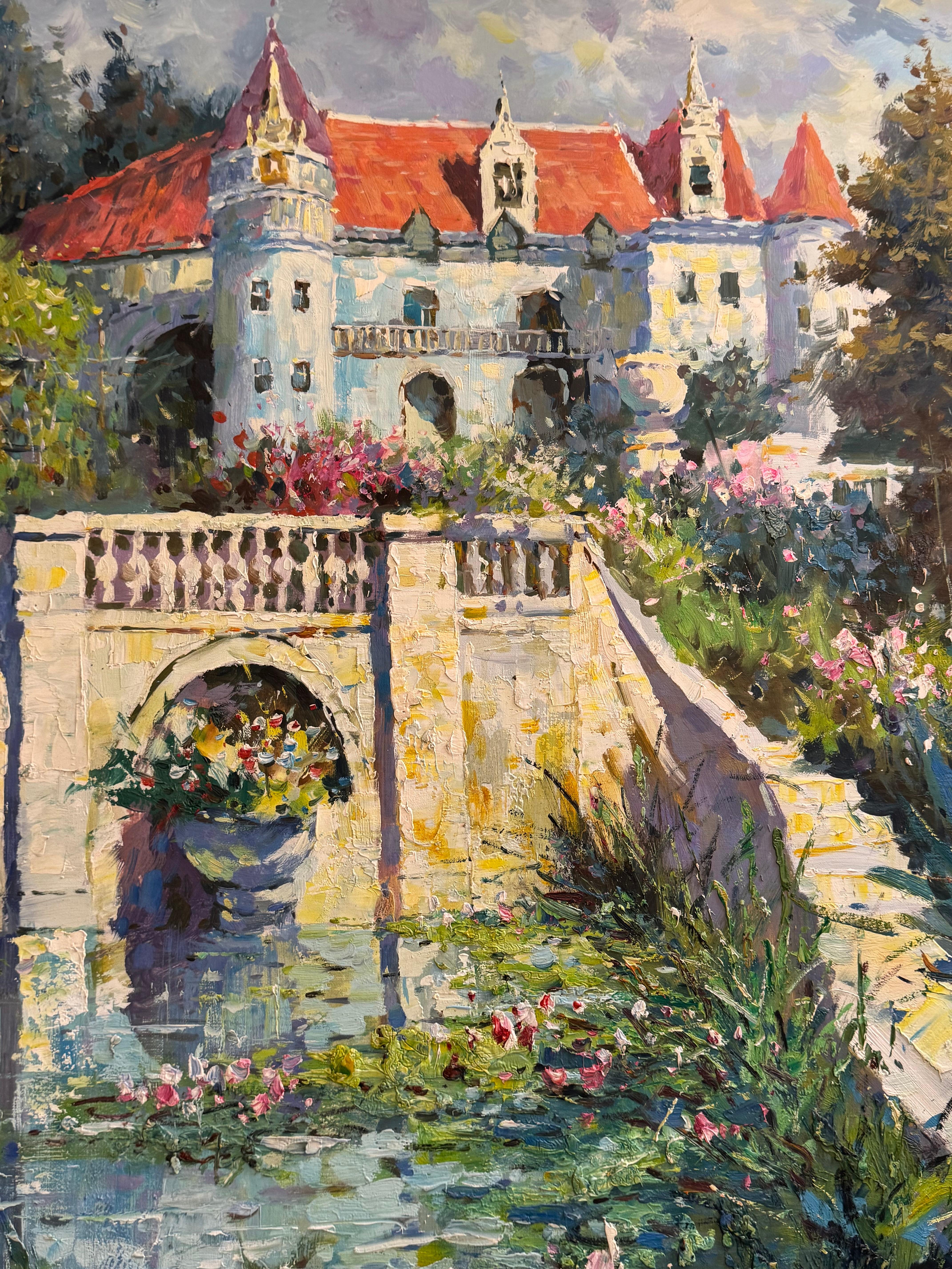 Original Oil painting replica of first 20 century artist Colin Campbell Cooper In Good Condition For Sale In Birmingham, AL