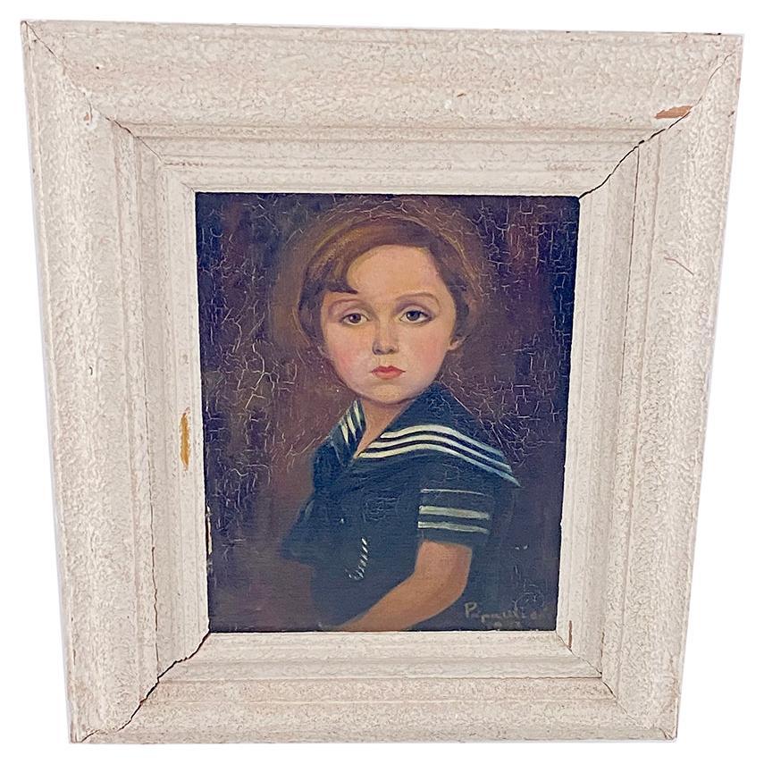 Original Oil Painting, Representing a Litle Boy, Signed,  Fance 1930 For Sale