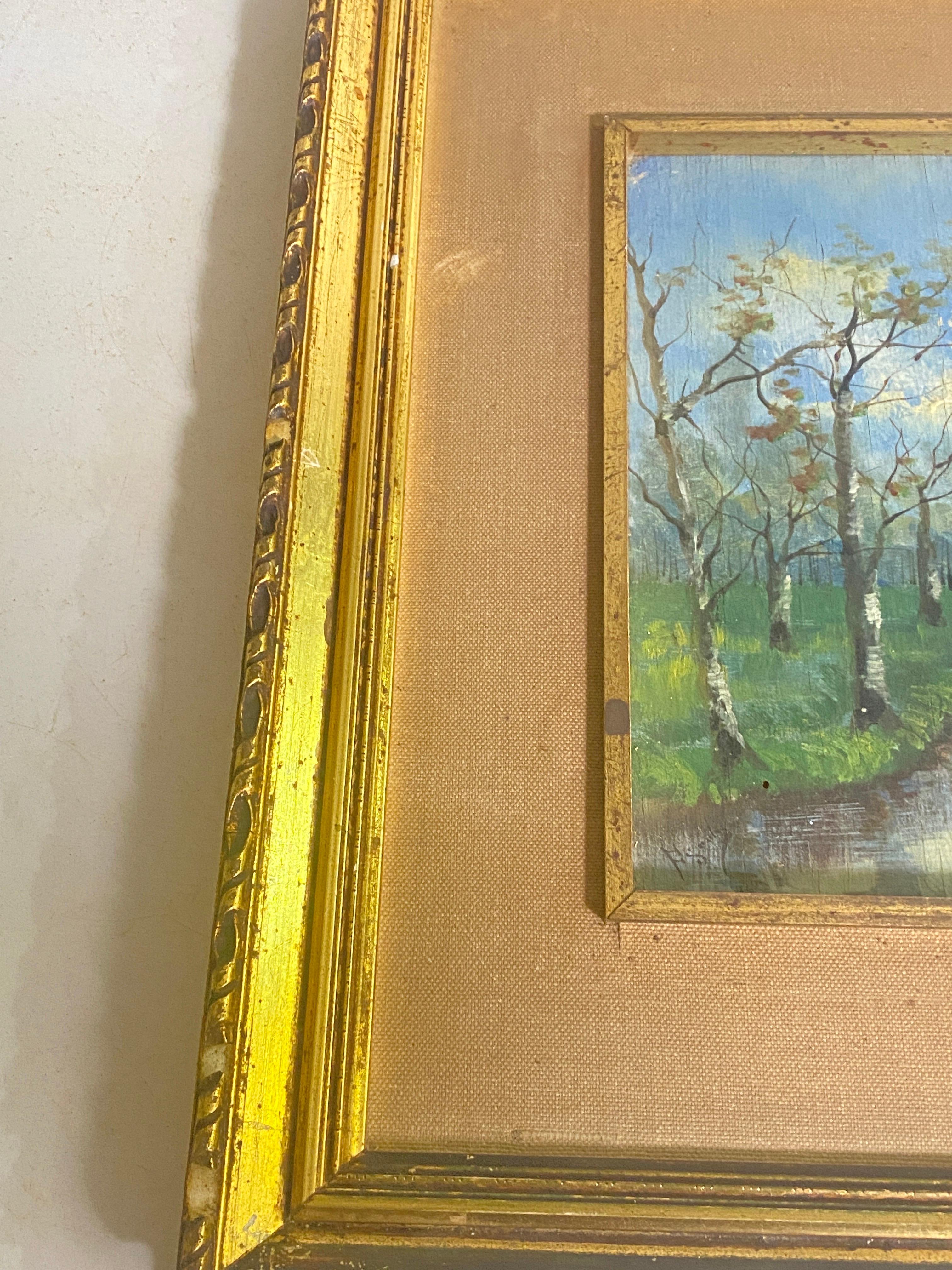 Original Oil Painting Representing a River and Trees Fance Early 20th Century In Good Condition For Sale In Auribeau sur Siagne, FR