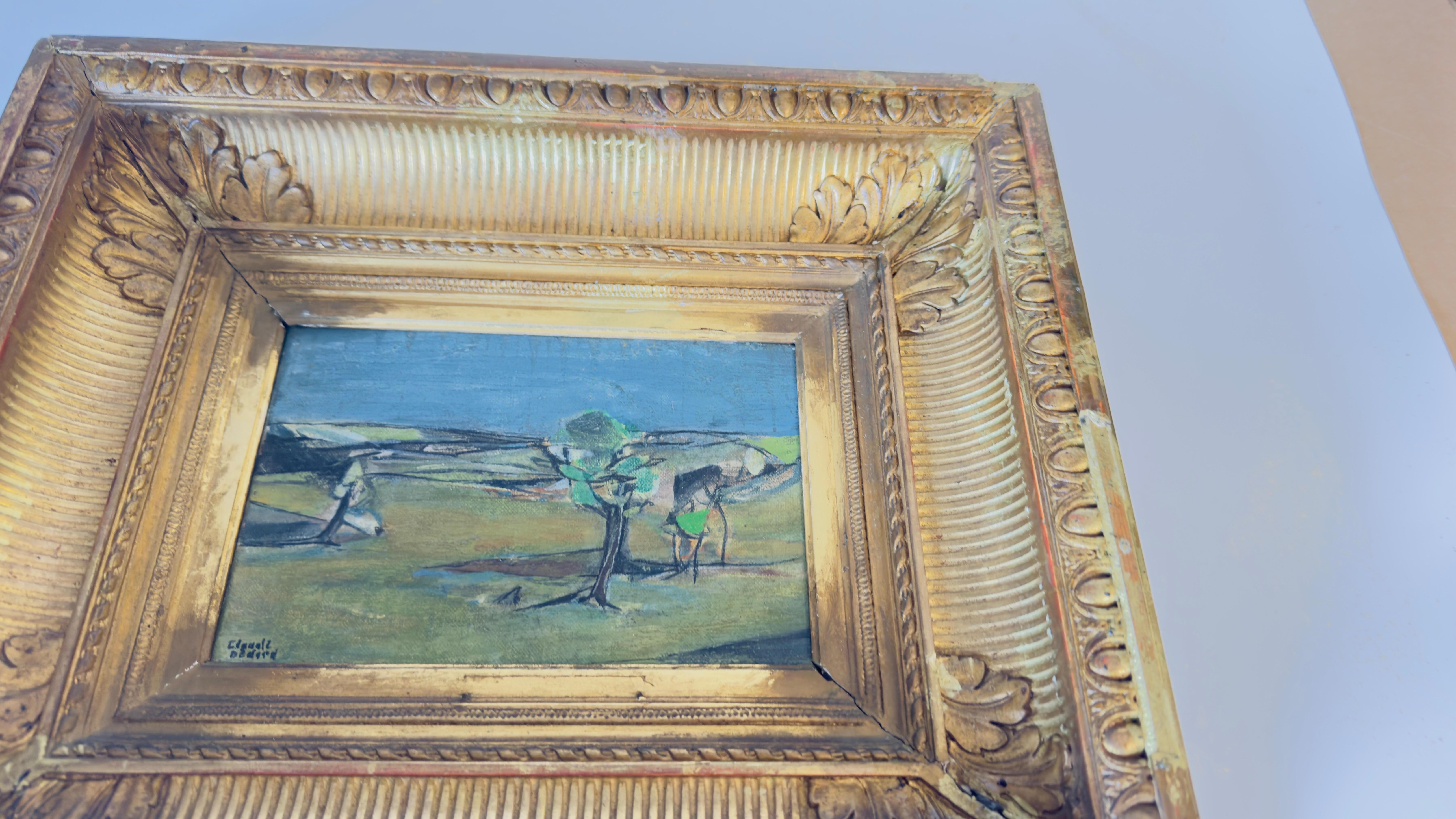 Pittura ad olio originale raffigurante un terreno di campagna 20° di Jean Claude Bédard In condizioni buone in vendita a Auribeau sur Siagne, FR
