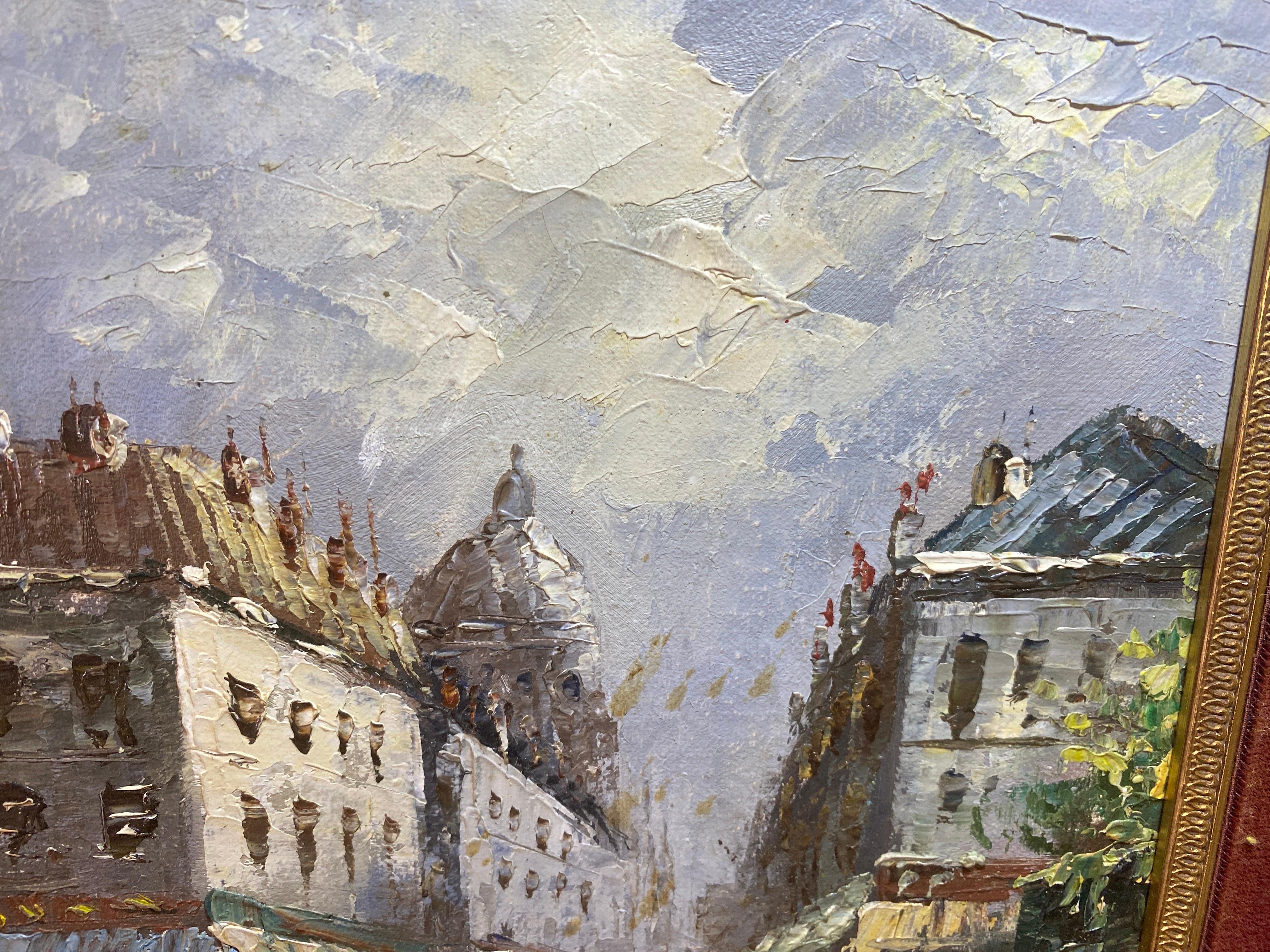 Original Oil Painting Representing Montmartre Signed Fance Early 20th Century 4