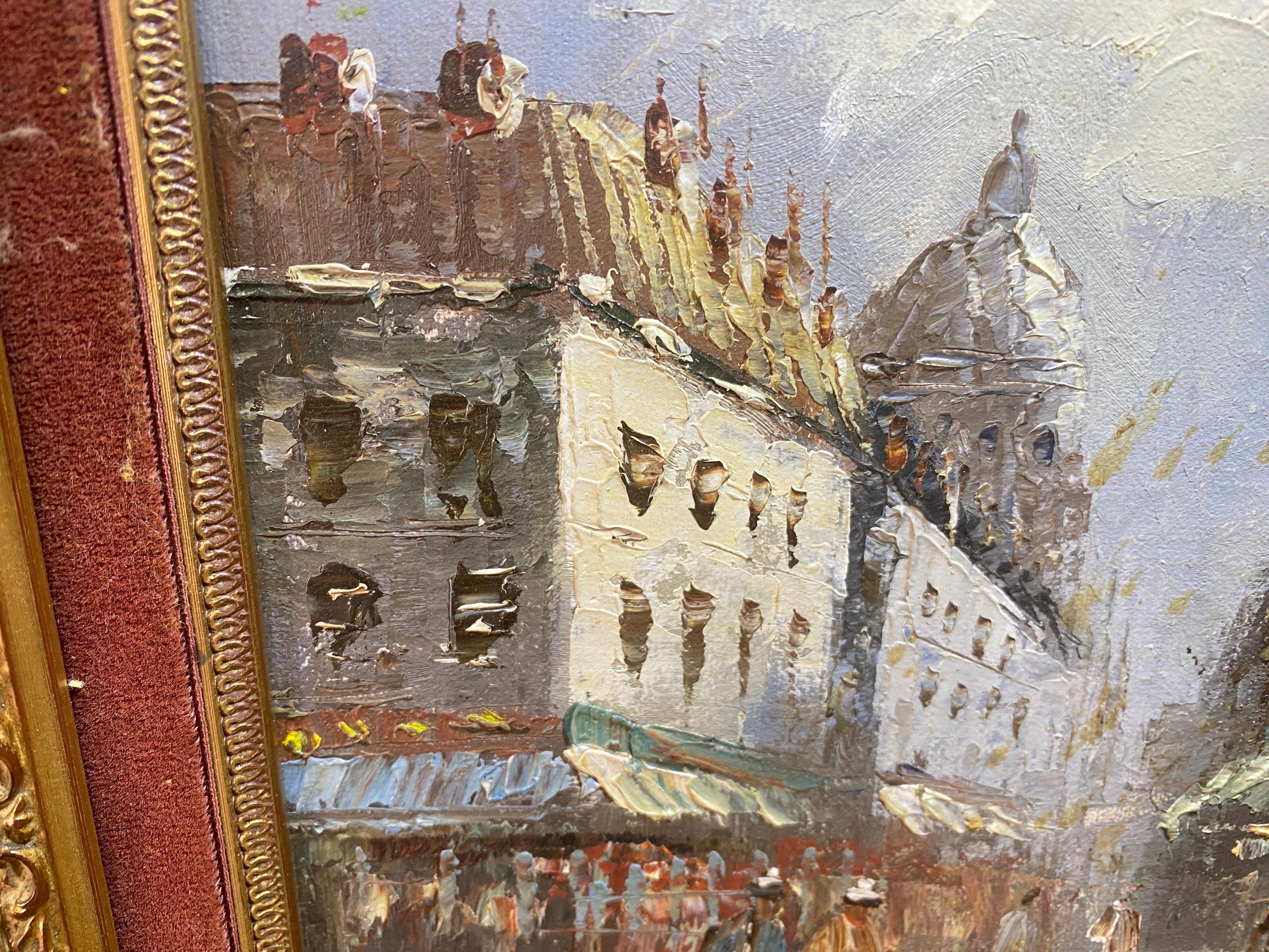 Original Oil Painting Representing Montmartre Signed Fance Early 20th Century 5
