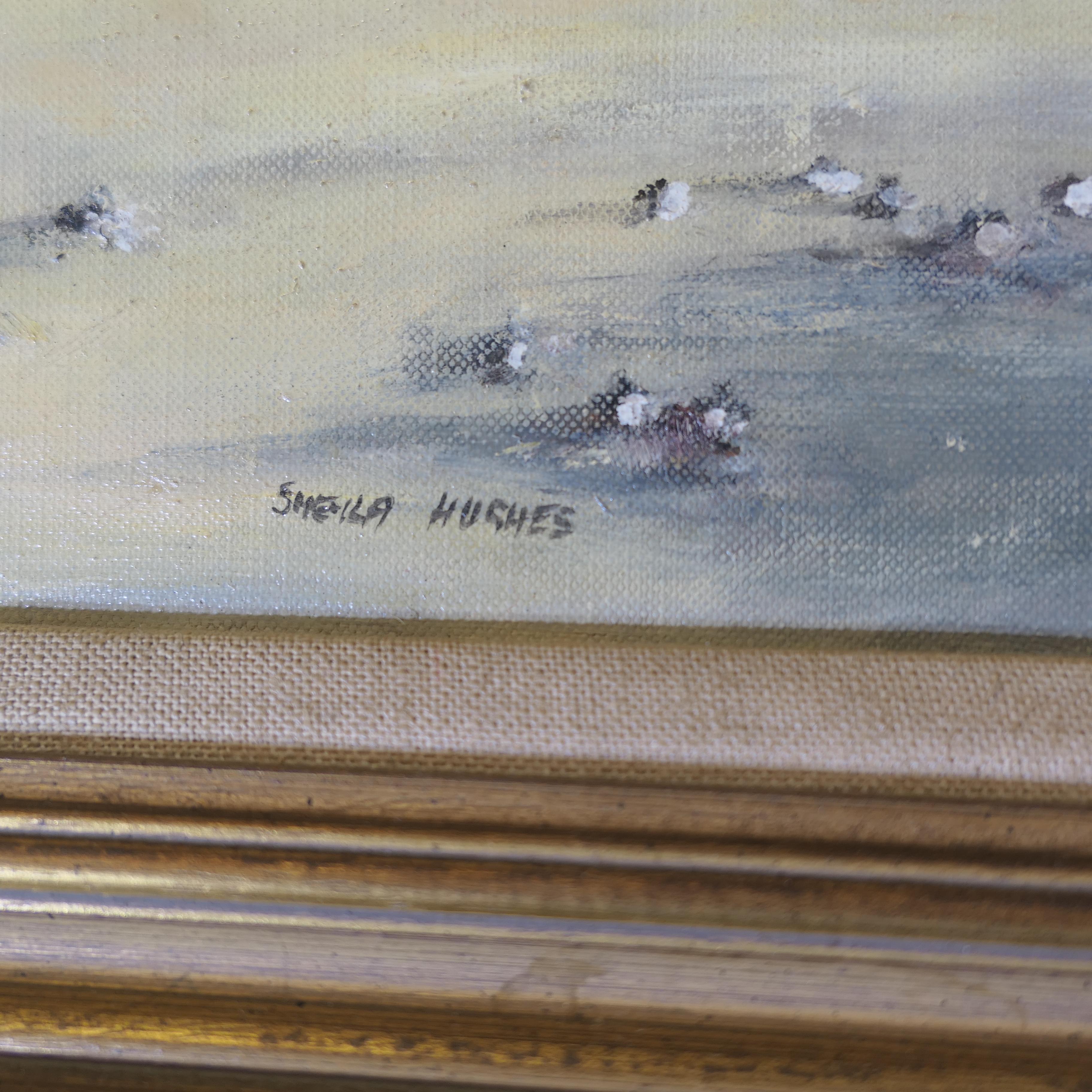  Original Oil Painting Signed by Artist Sheila Hughes

A desirable original Signed piece by the artist Sheila Hughes, this is an oil painting on board, an English beach scene with a lively seascape with the cliffs beyond 

The painting is its