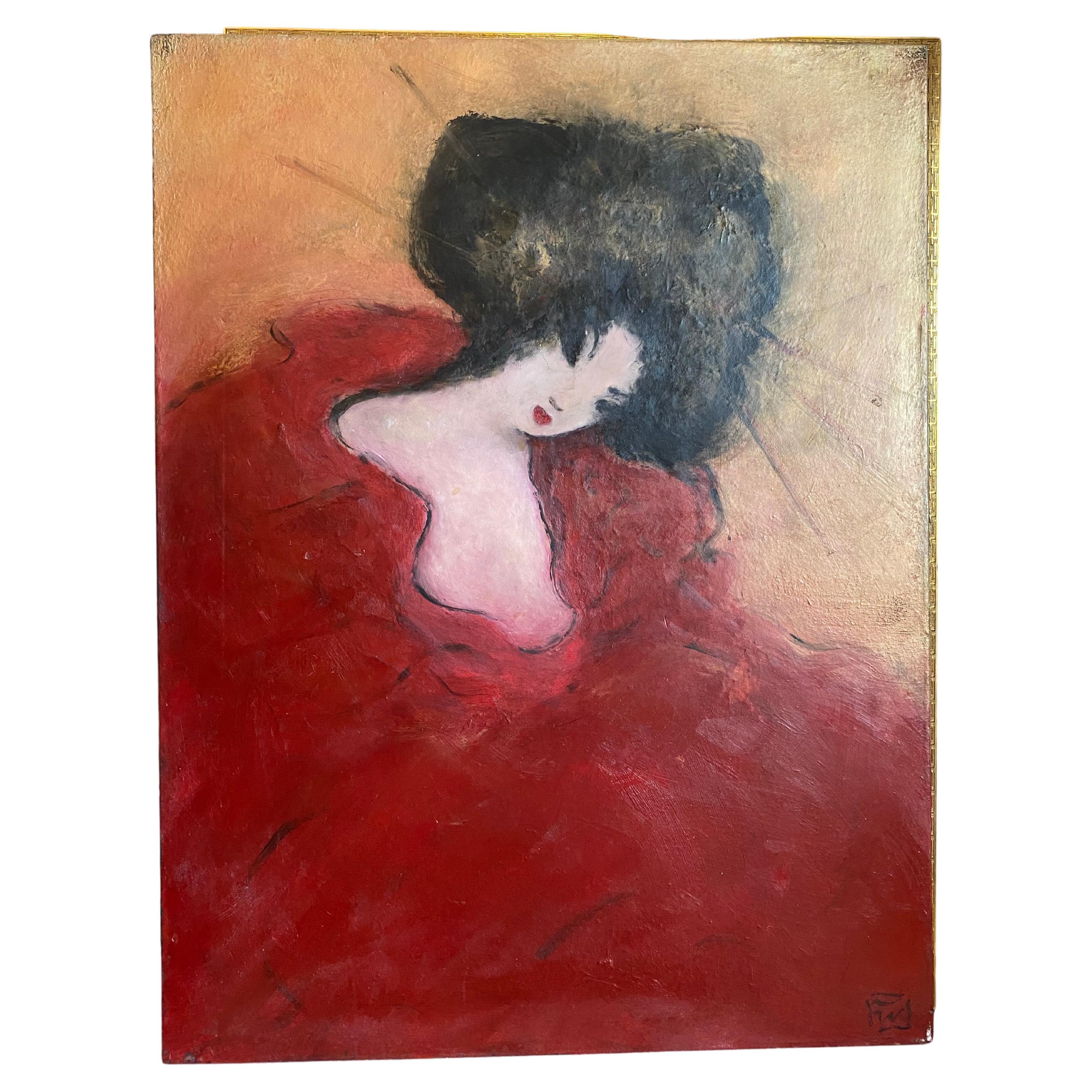 Original Oil Painting Study of "Geisha in Saffron Robe" by Tony Walholm For Sale
