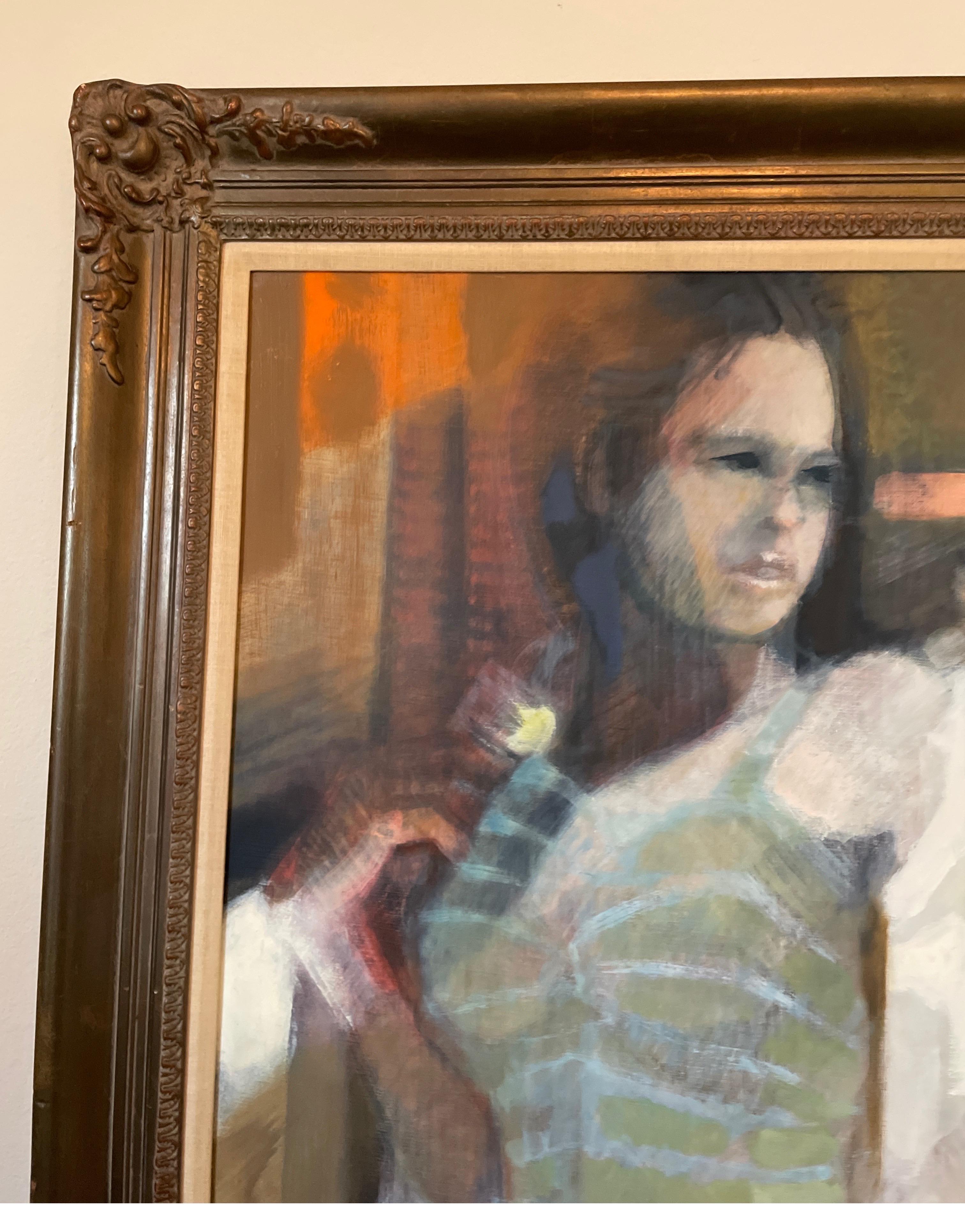 Original-Ölgemälde mit dem Titel „Le Reveil“ von Paul Gaston Ambille im Angebot 3